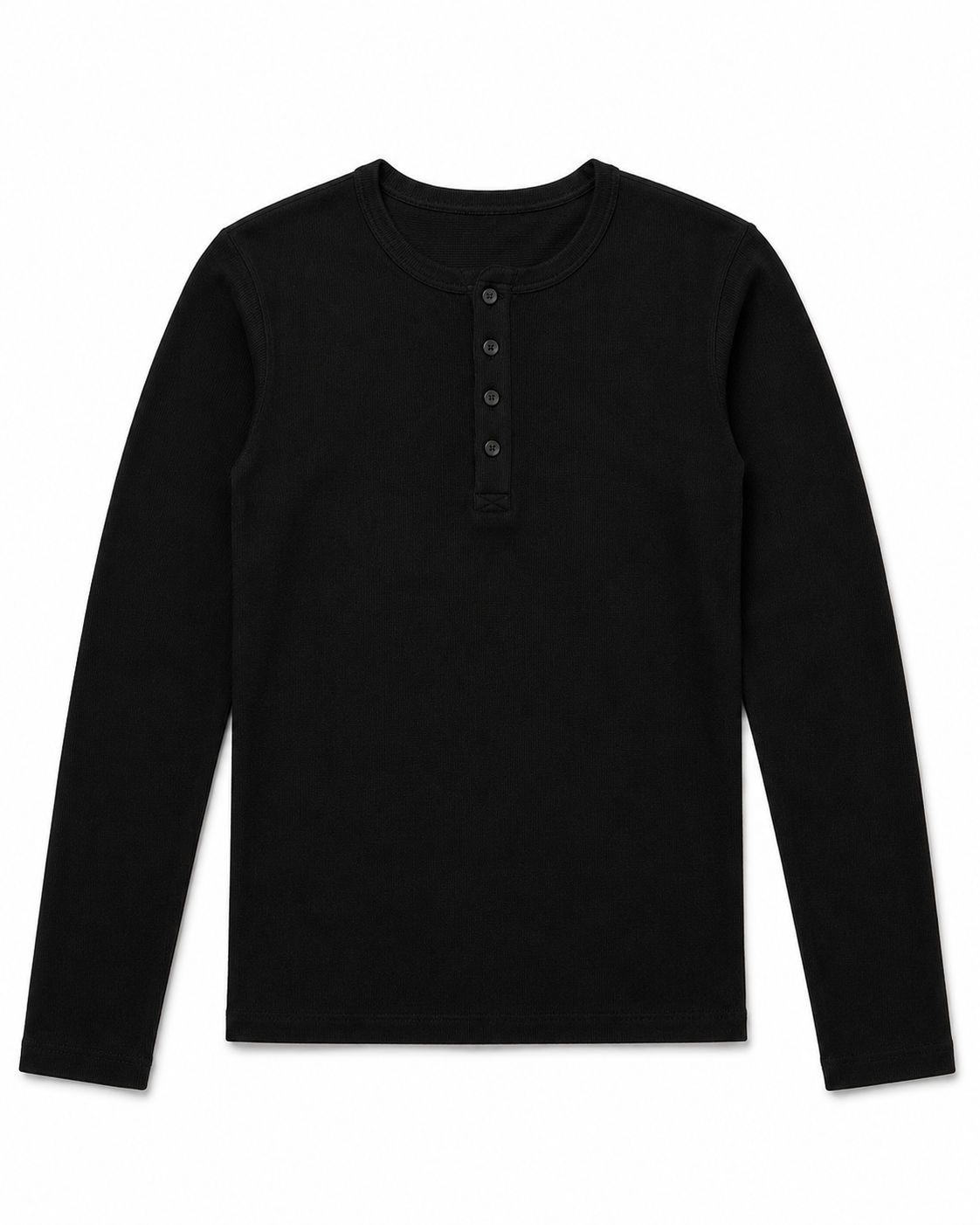 Black Lightweight Full Sleeve Henley – Men