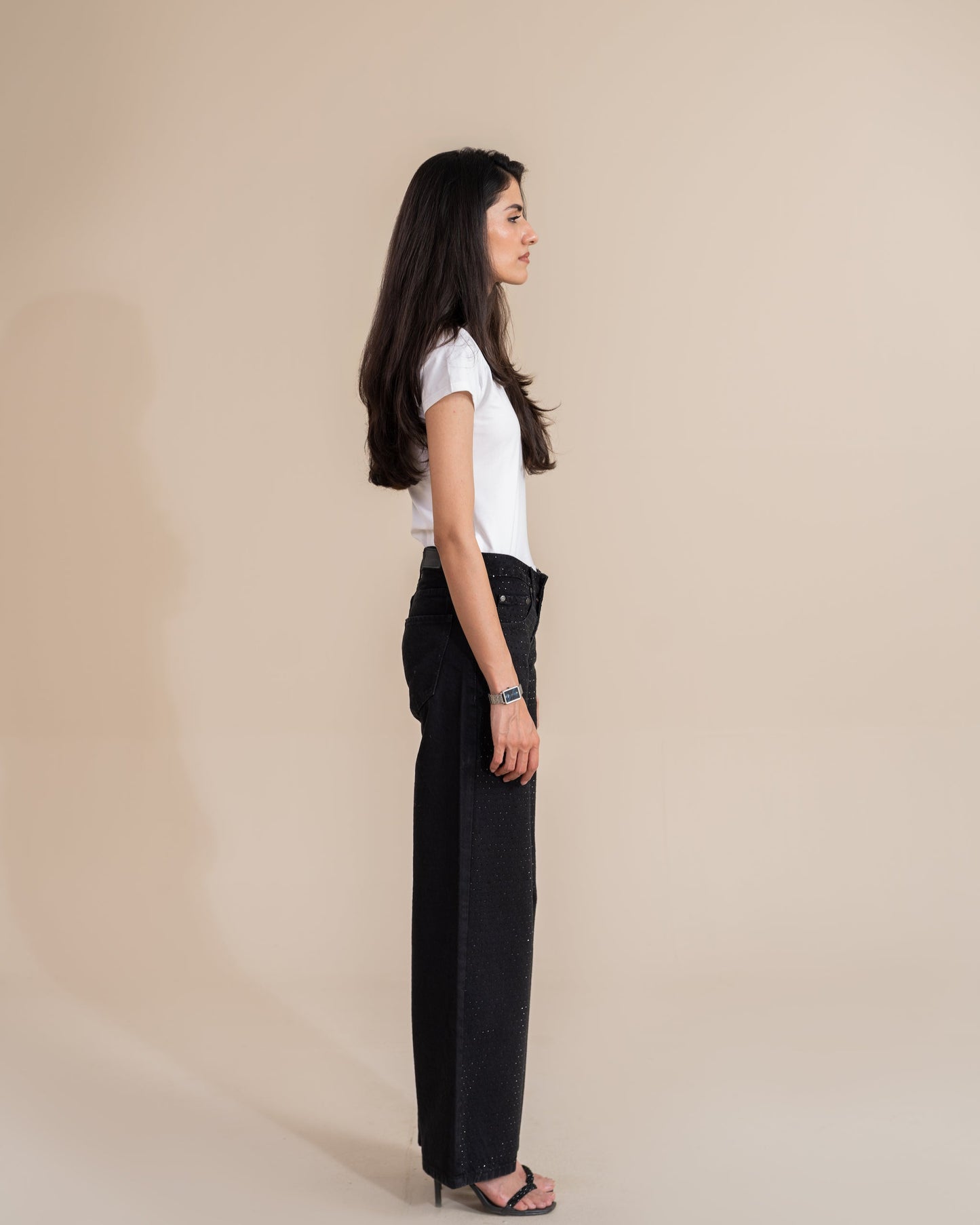 Obsidian Noir Rhinestone Straight Leg (Low Rise)
