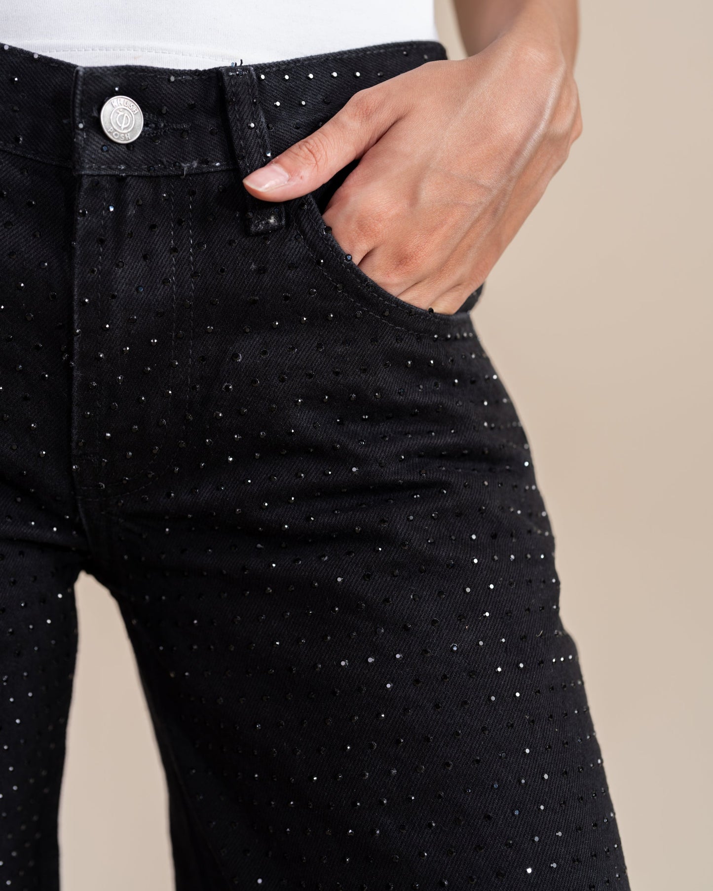 Obsidian Noir Rhinestone Straight Leg (Low Rise)