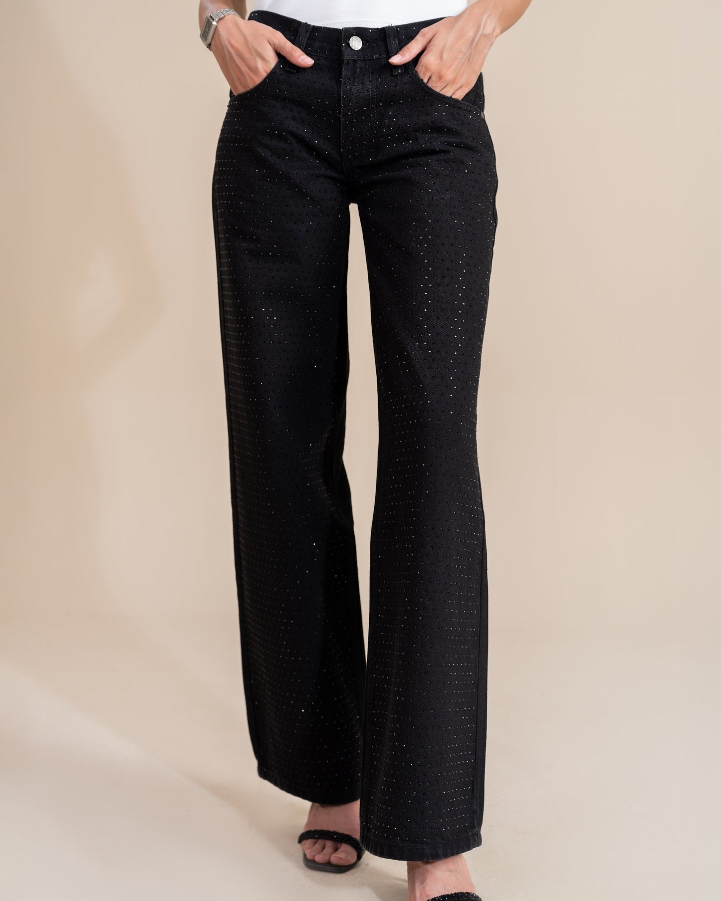 Obsidian Noir Rhinestone Straight Leg (Low Rise)