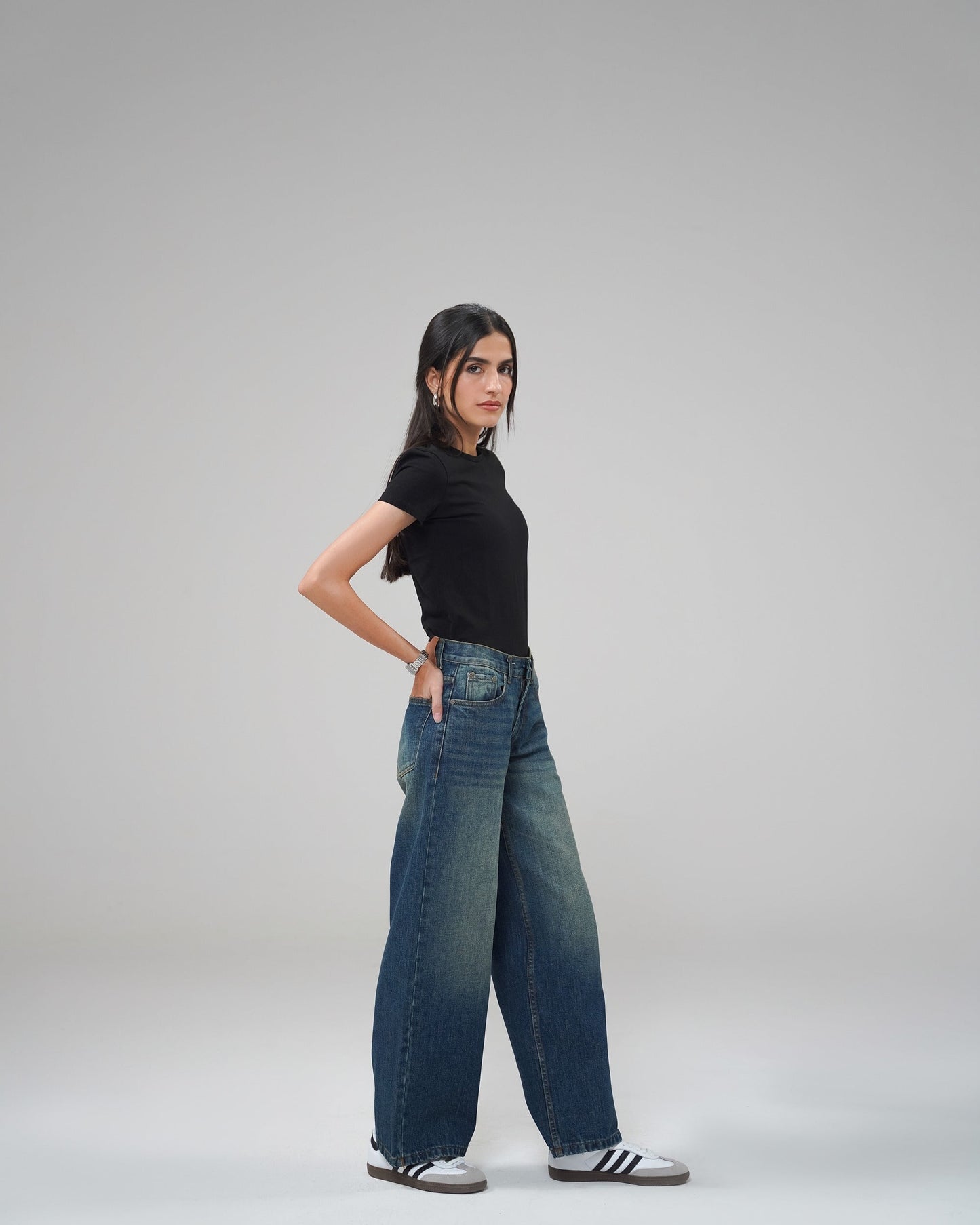 Dark Blue Wide Leg (Low Rise)