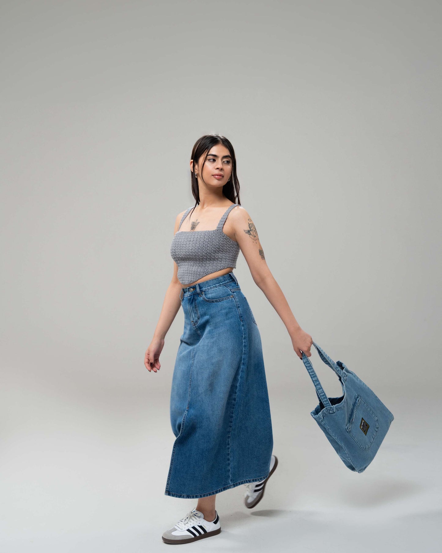 Medium Blue Midi Skirt