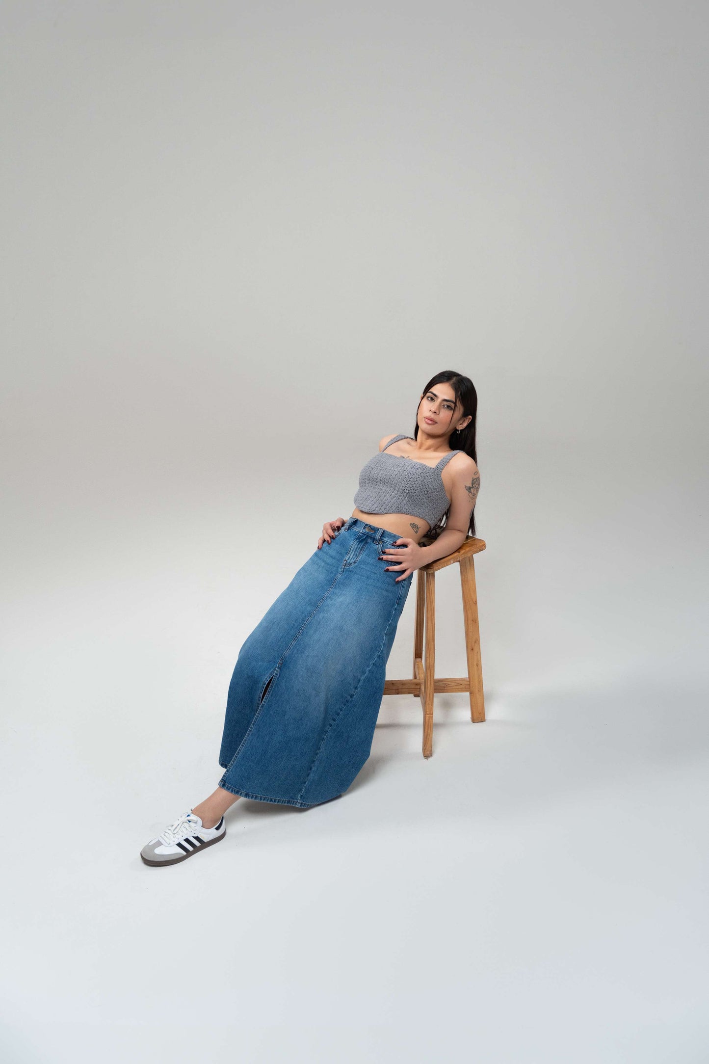 Medium Blue Midi Skirt