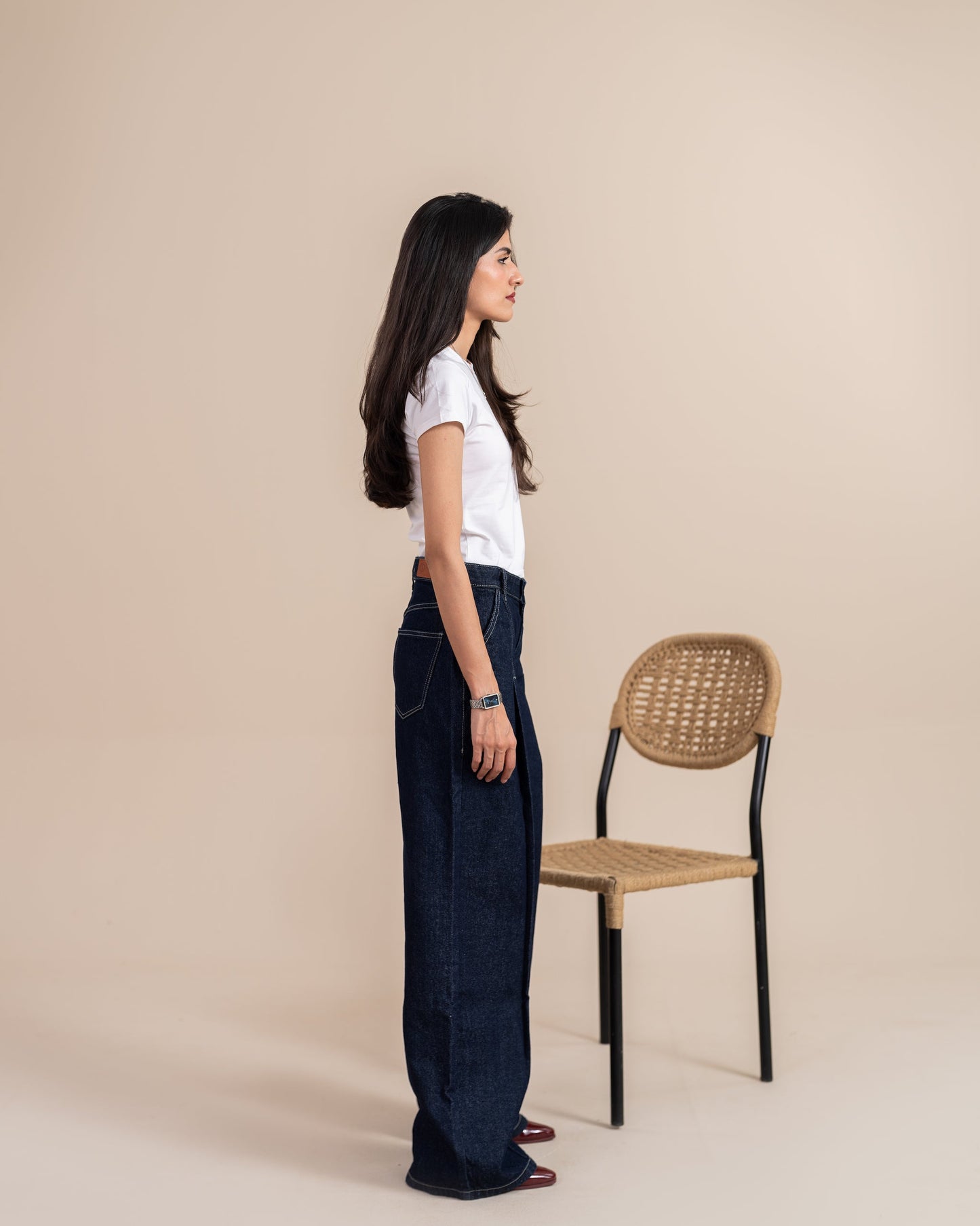 Raw Pleated Wide Leg