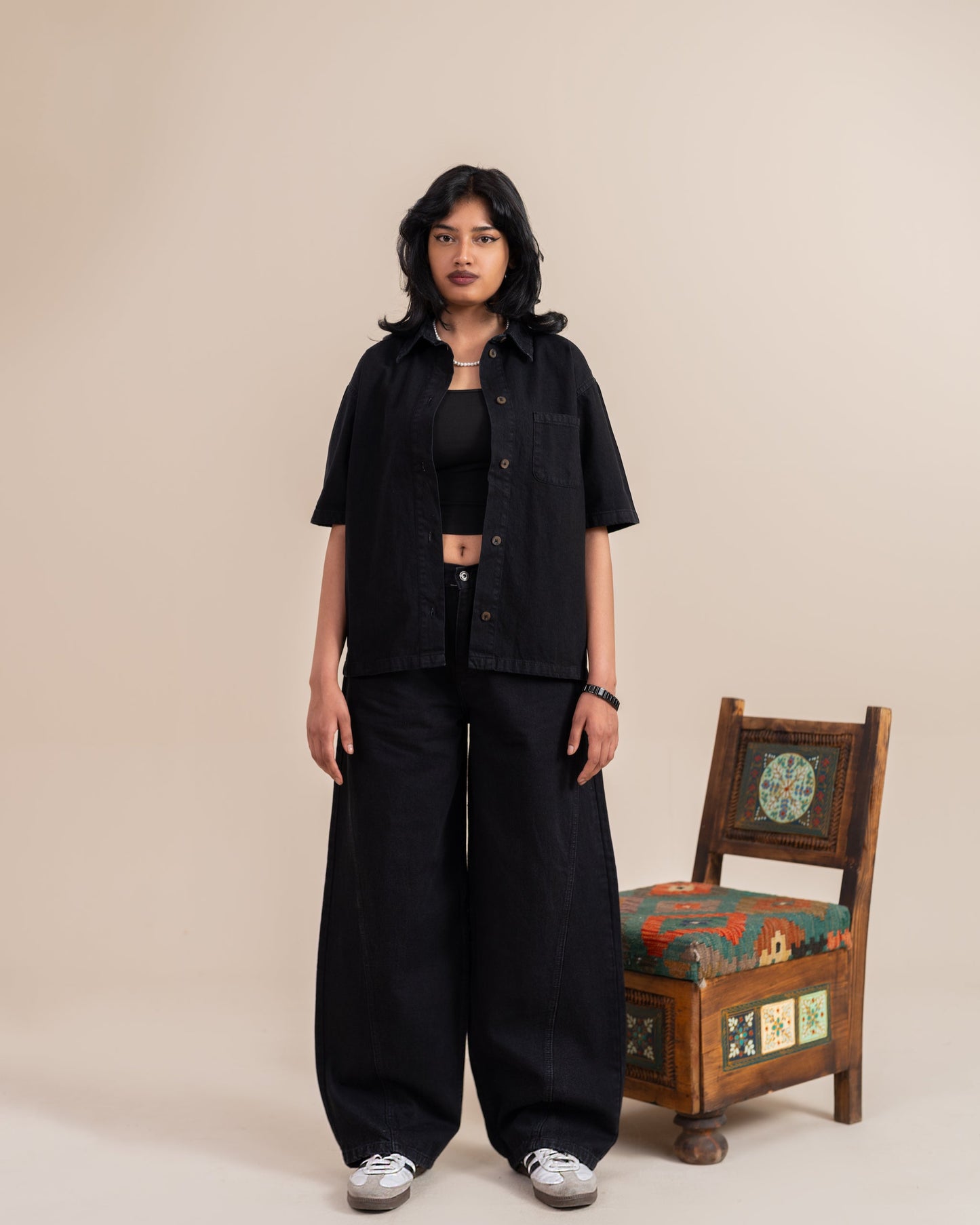 Charcoal Black Barrel Jeans