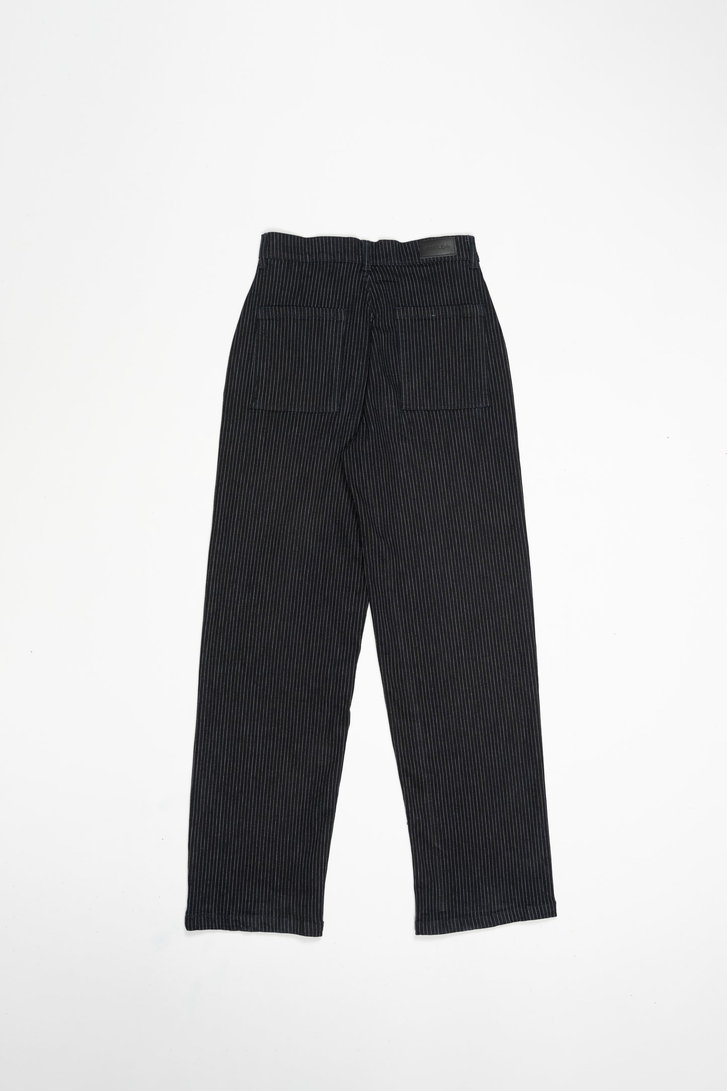 Pinstripe Pleated Wide Straight Leg