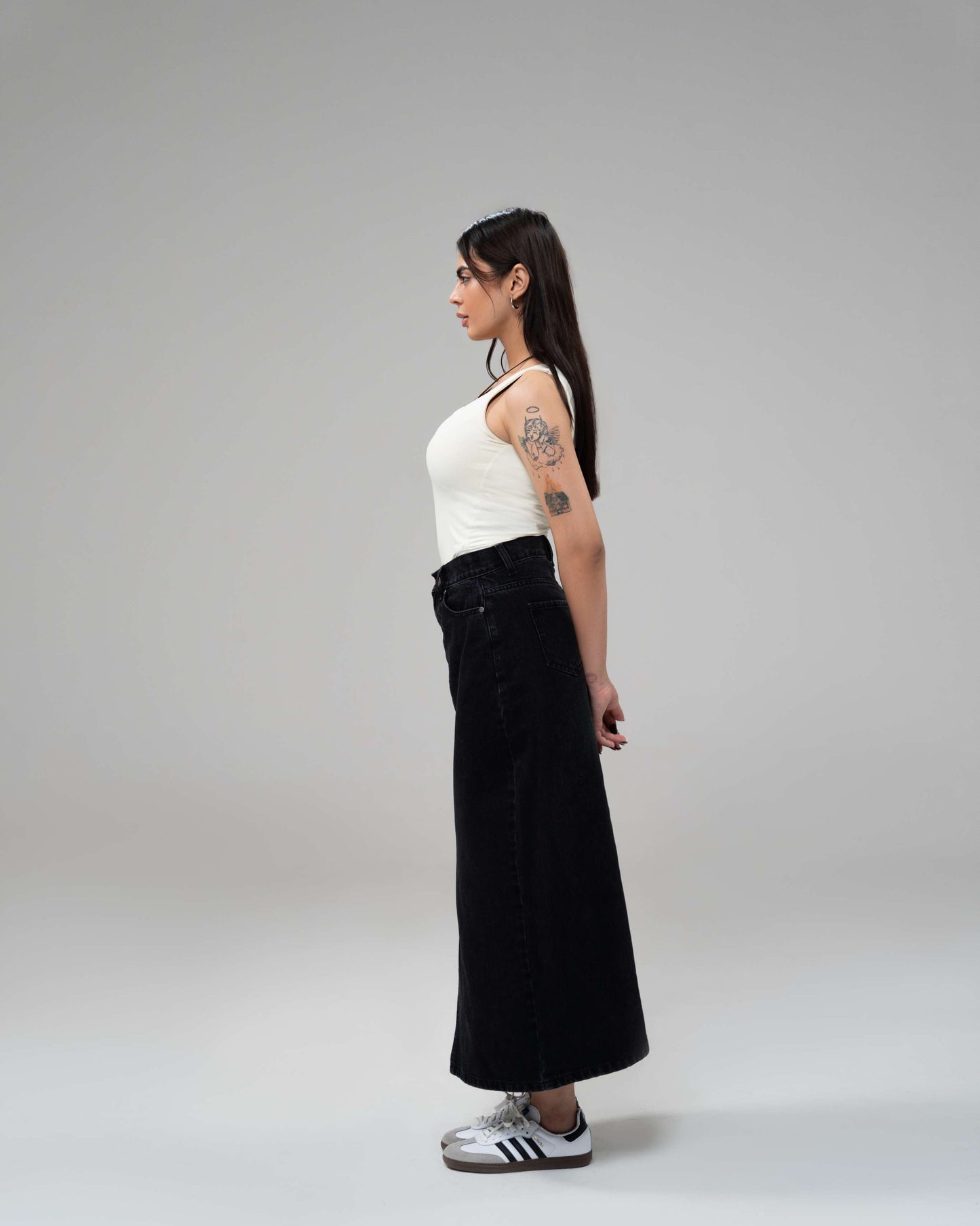 Charcoal Black Midi Skirt