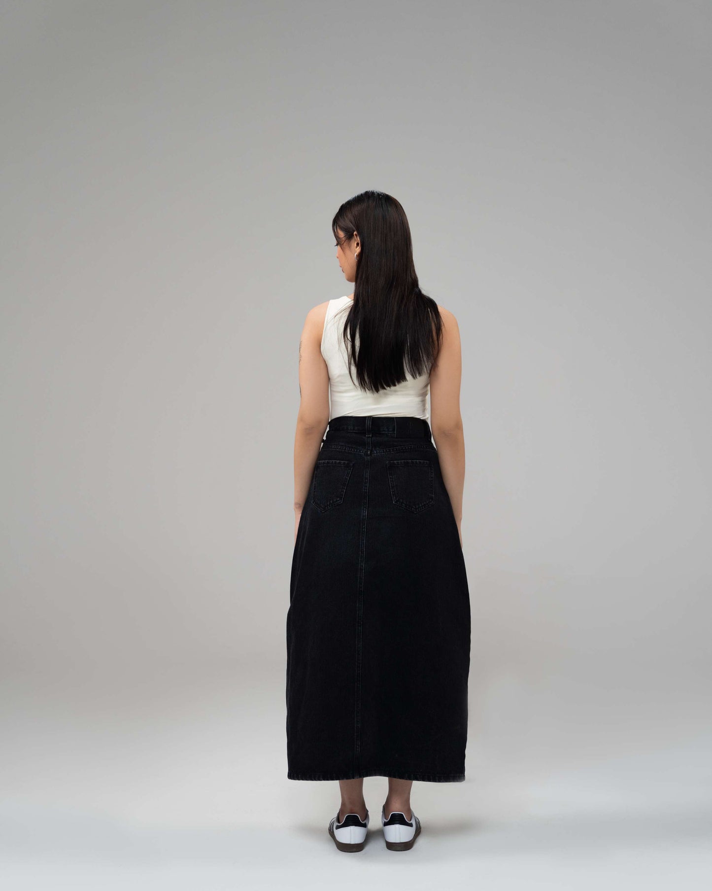Charcoal Black Midi Skirt