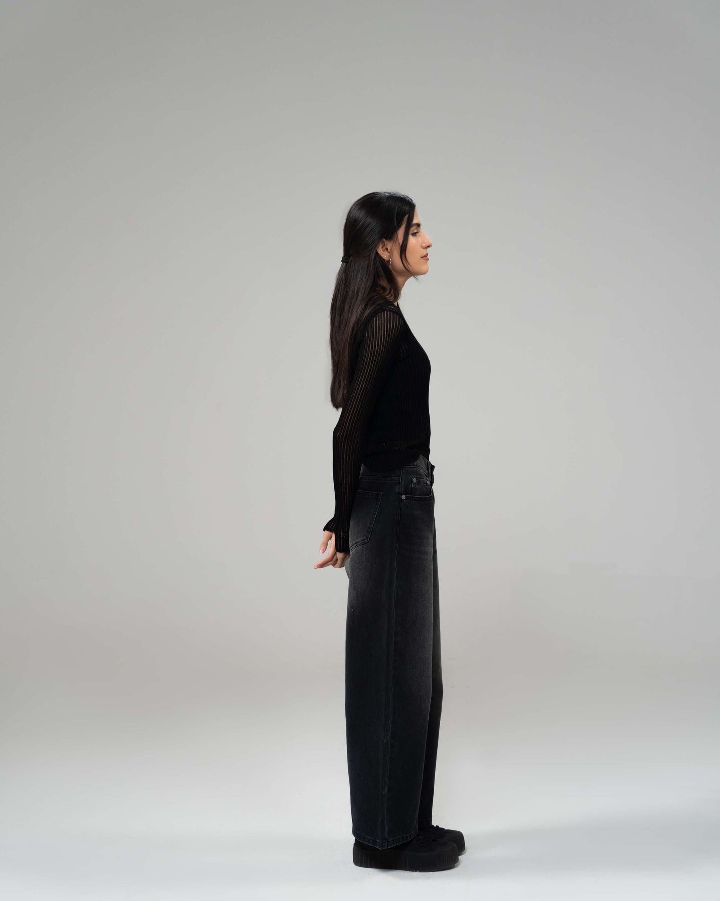 Charcoal Black Wide Leg (Low Rise)