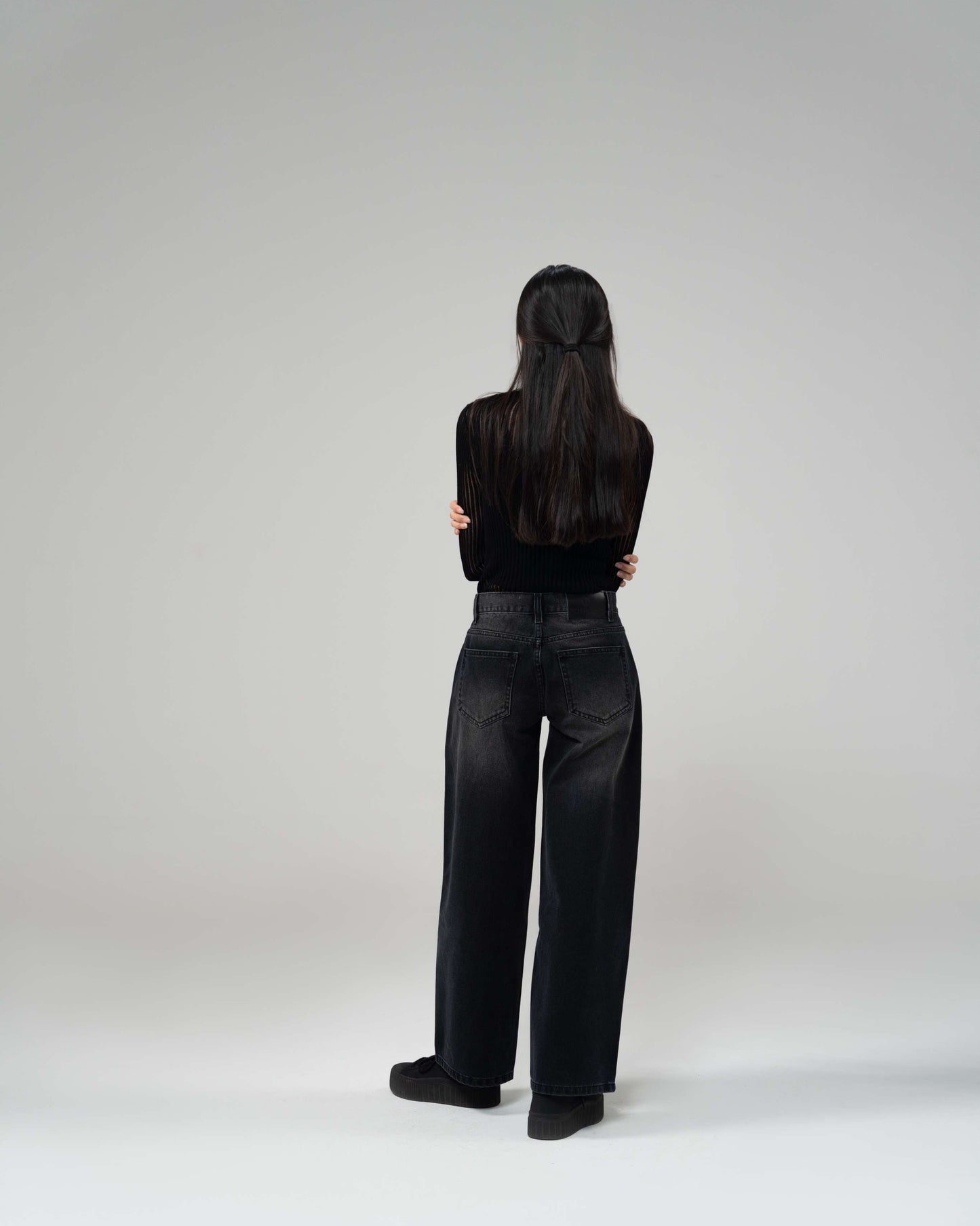 Charcoal Black Wide Leg (Low Rise)