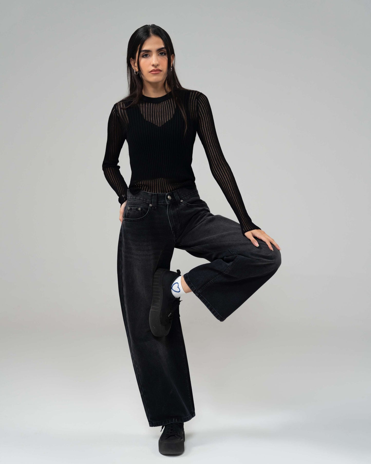 Charcoal Black Wide Leg (Low Rise)