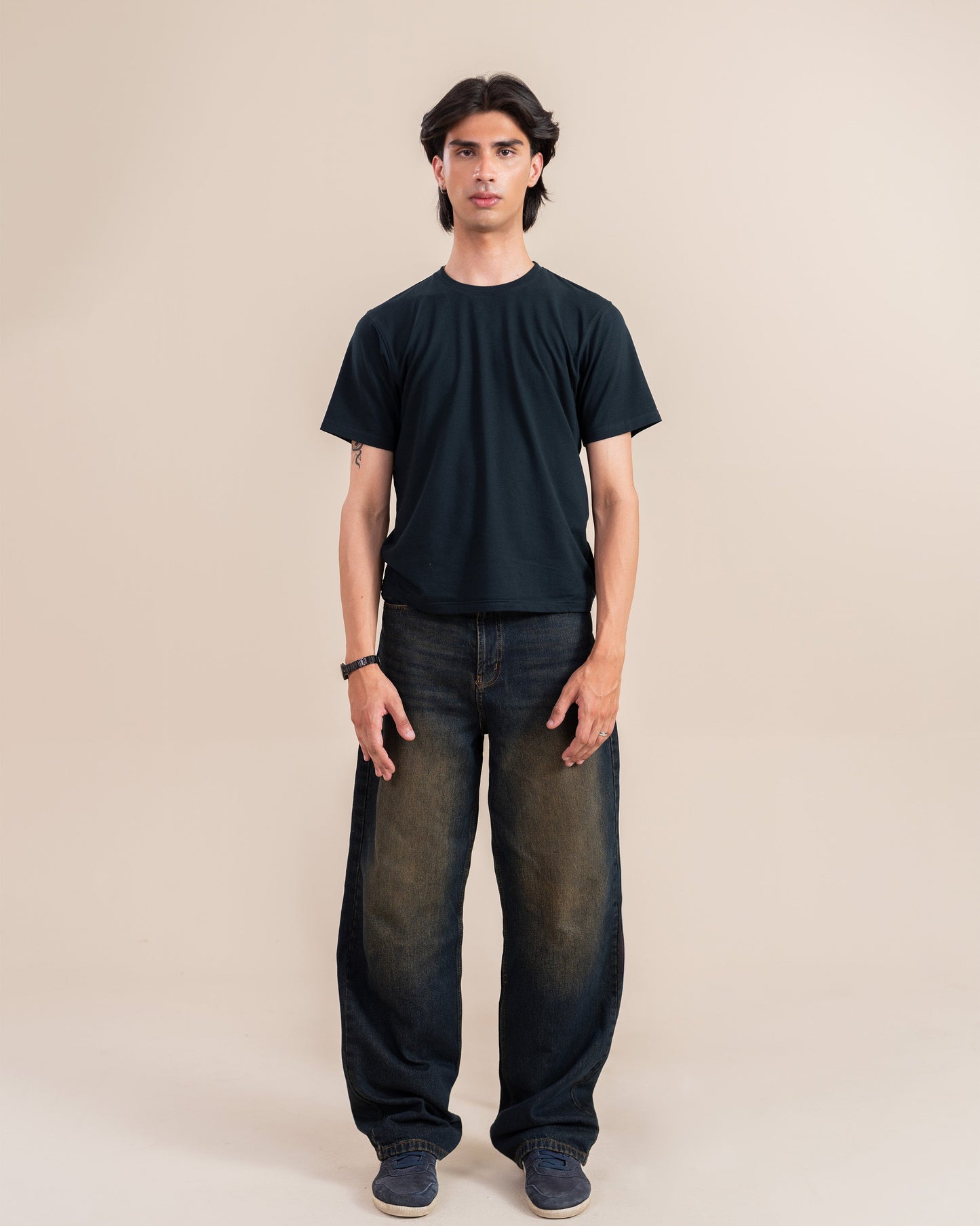 Dirty Dark Blue Wide Leg