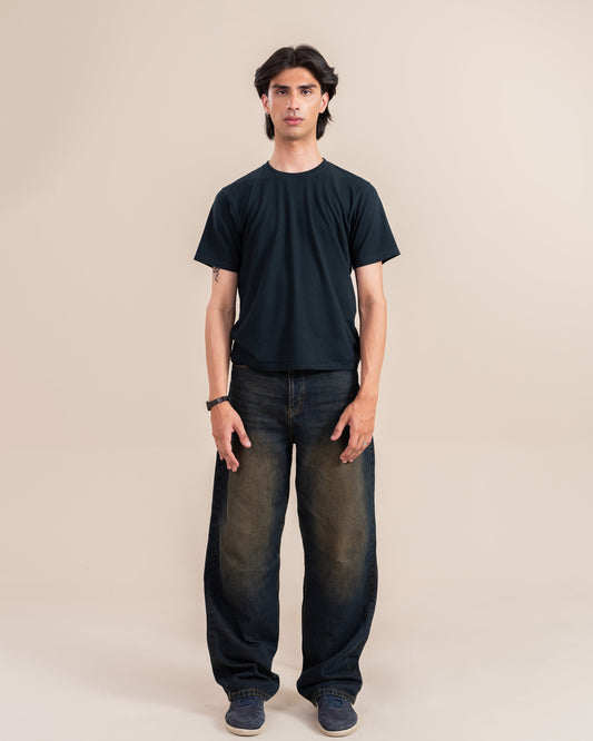 Dirty Dark Blue Wide Leg