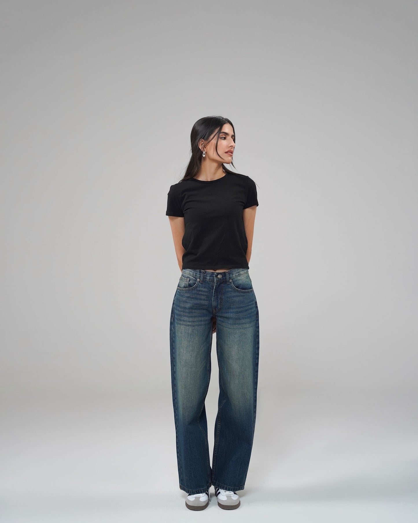 Dark Blue Wide Leg (Low Rise)