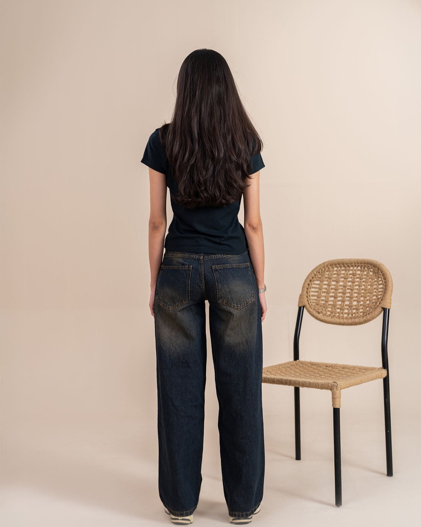 Dirty Dark Blue Wide Leg (Low Rise)