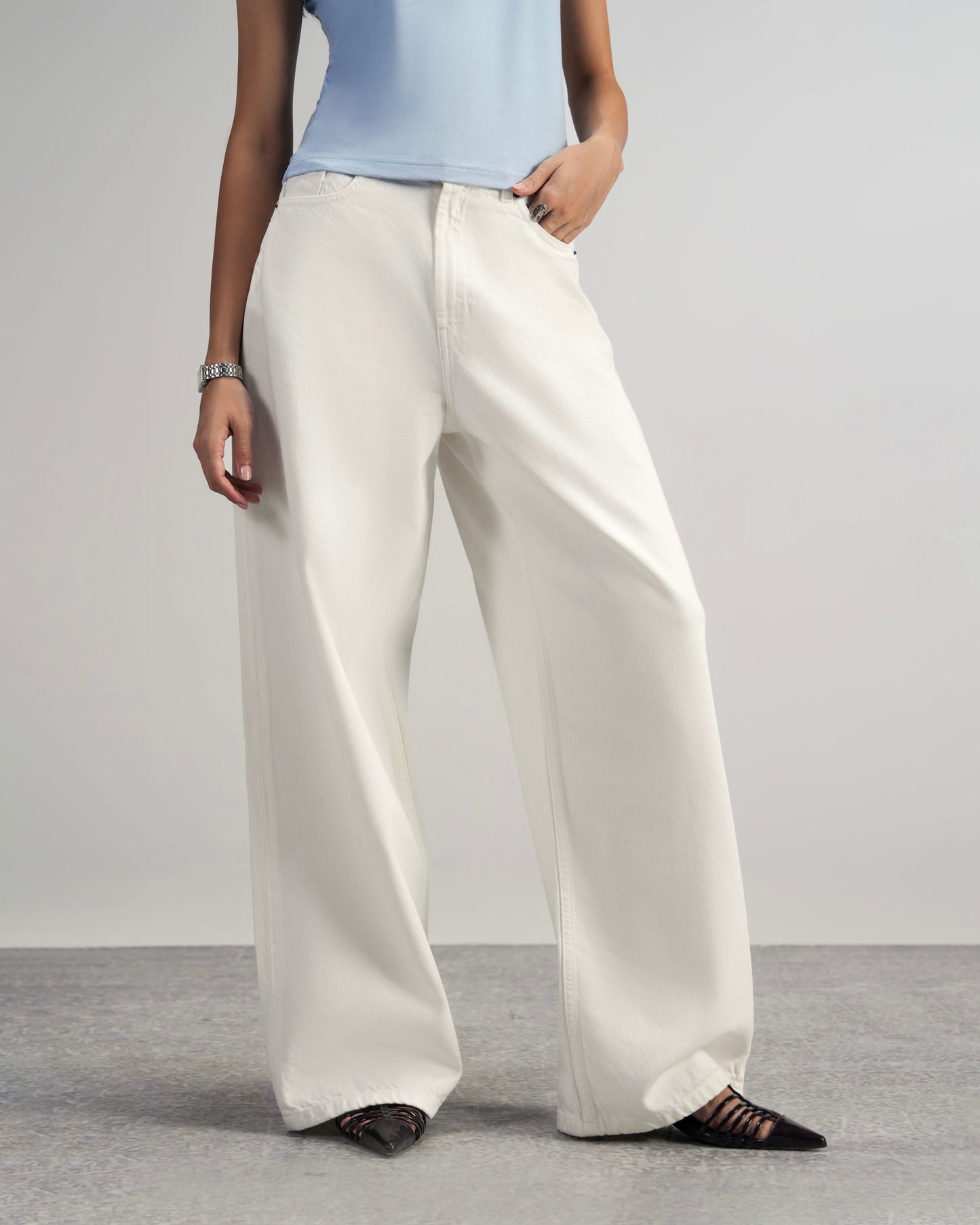 White Wide Leg Women