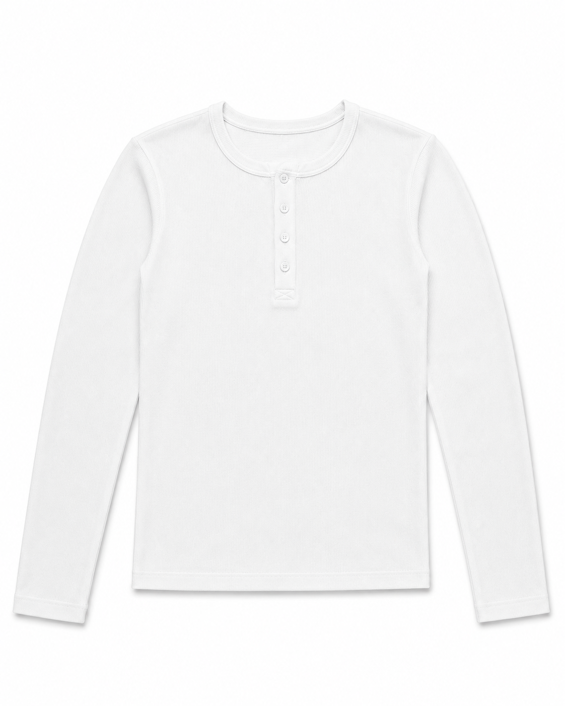 White Lightweight Full Sleeve Henley – Men