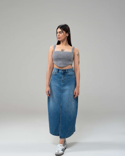 Medium Blue Midi Skirt