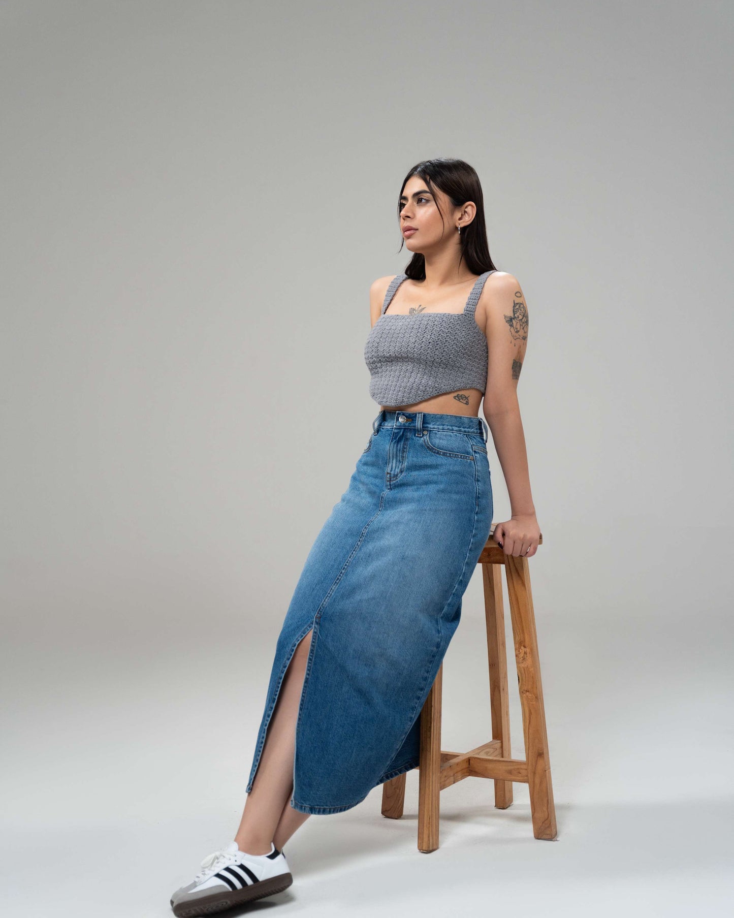 Medium Blue Midi Skirt