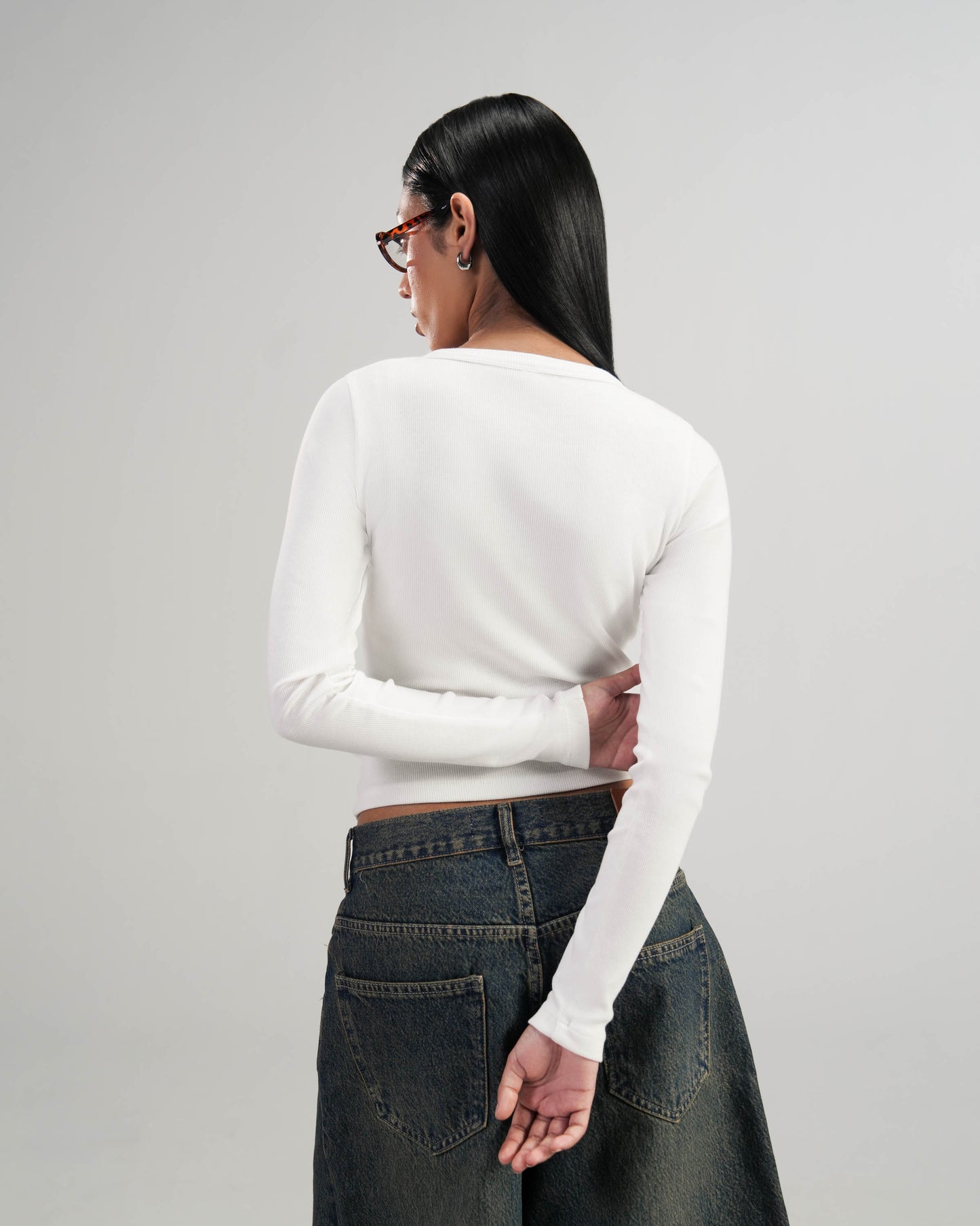 White Lightweight Full Sleeve Henley – Women