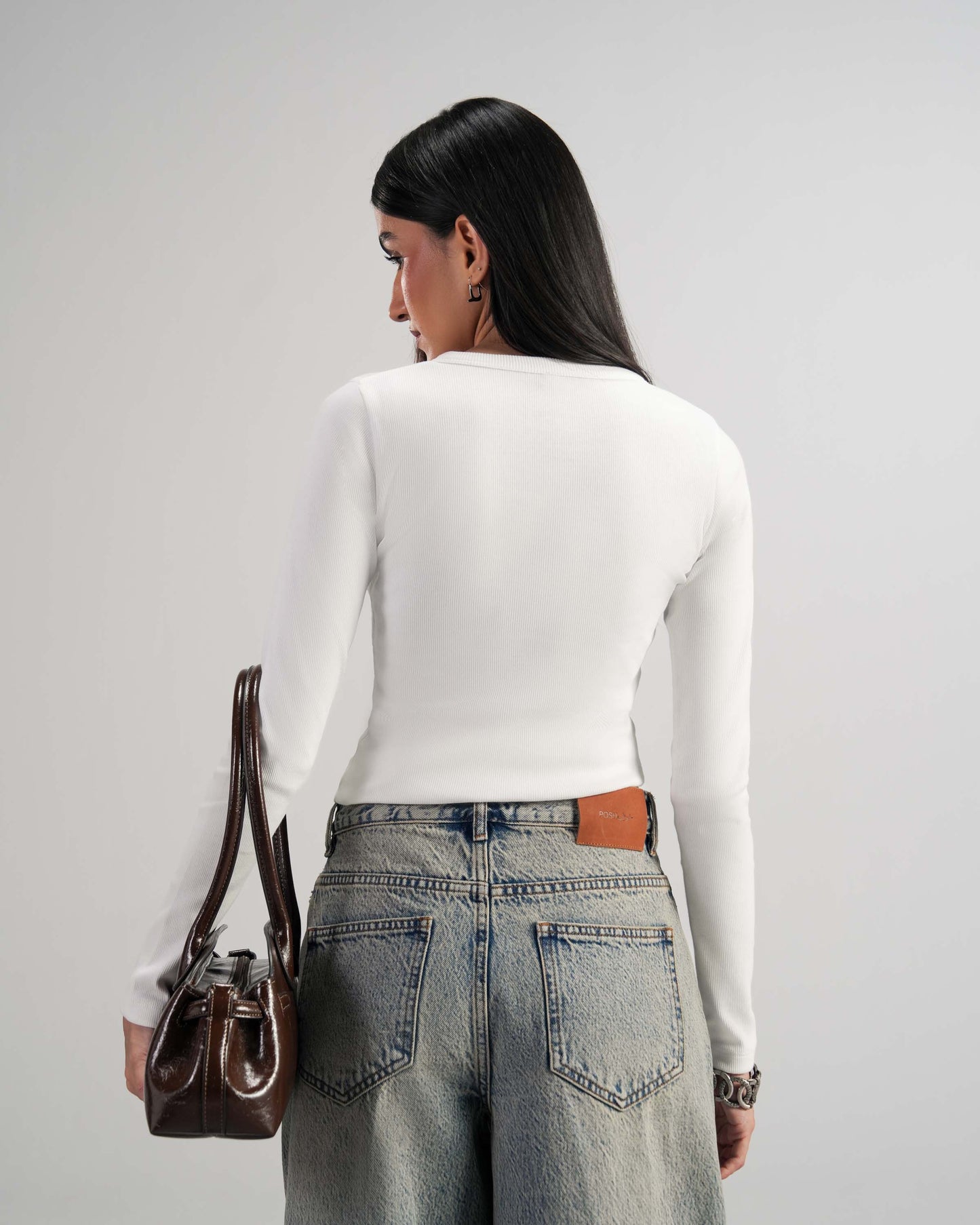 White Lightweight Full Sleeve Henley – Women
