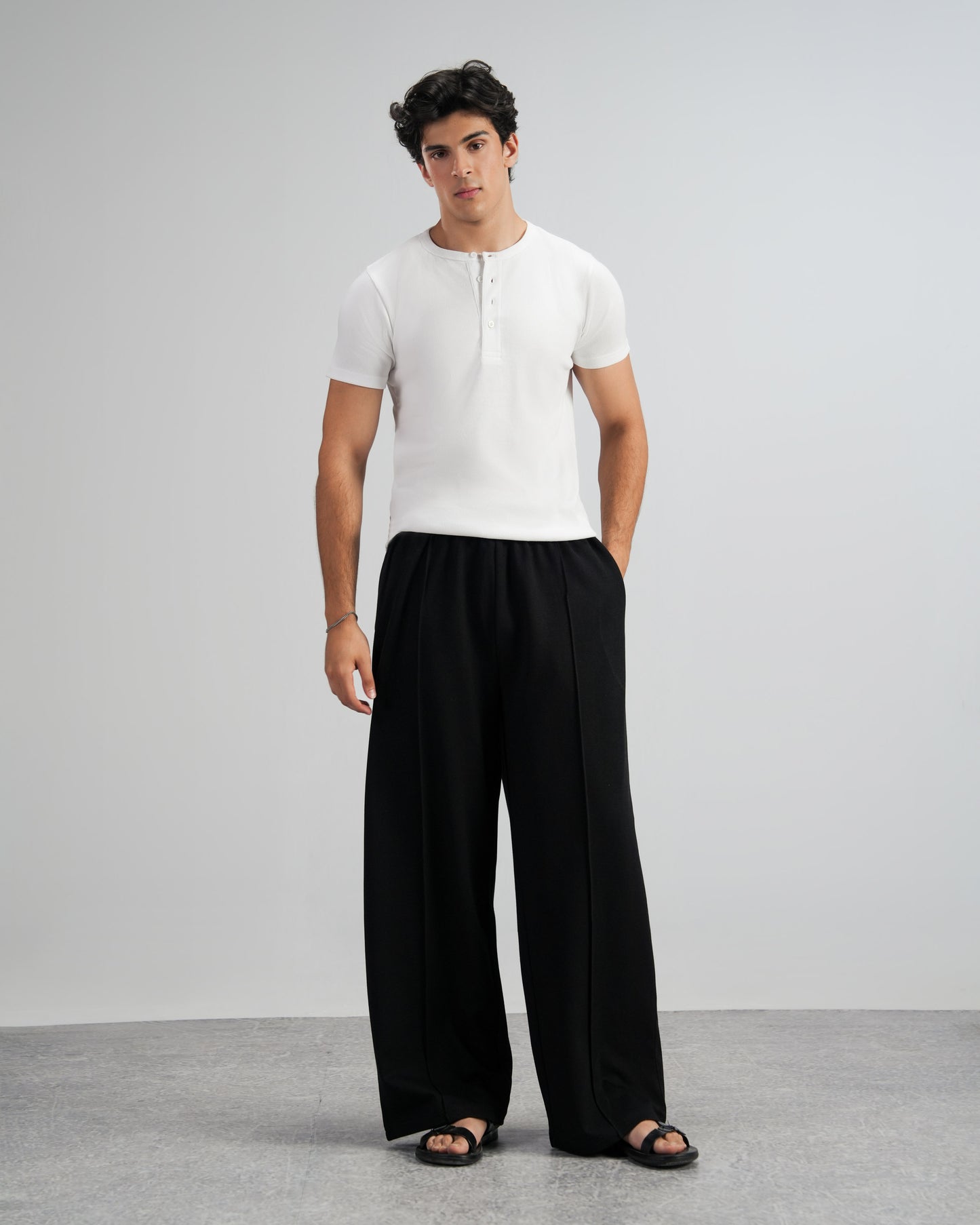 White Lightweight Half Sleeve Henley – Men