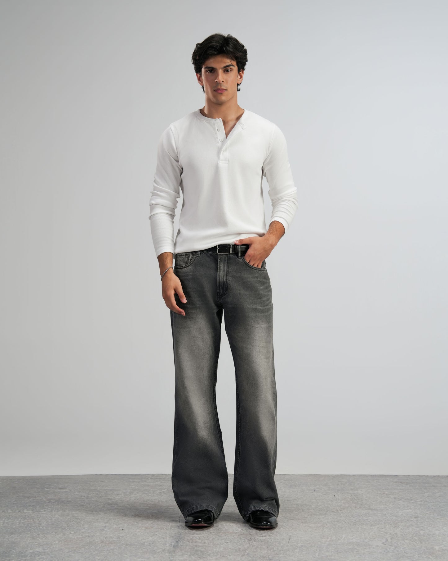 White Lightweight Full Sleeve Henley – Men