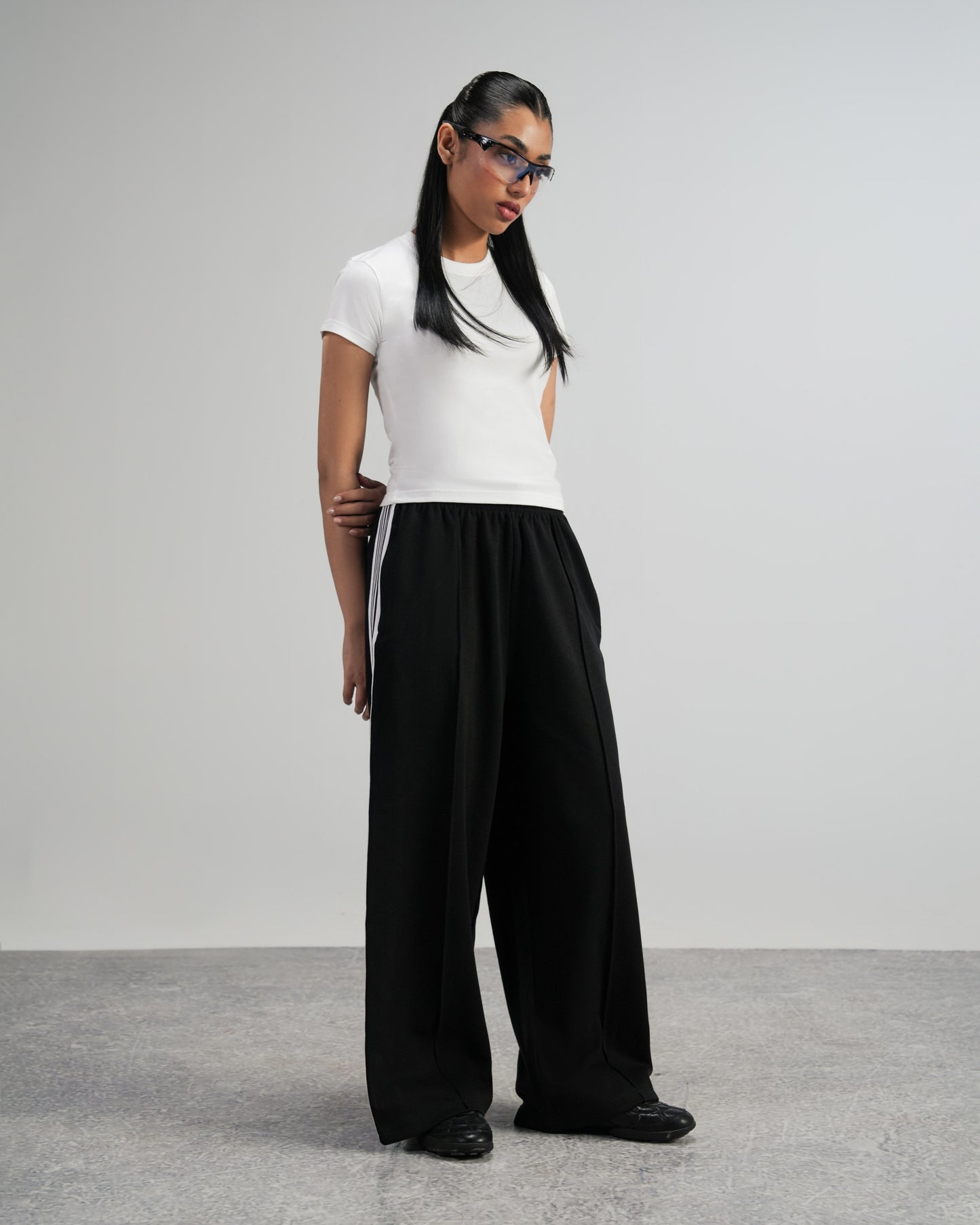 Striped Black Pleated Sweatpants
