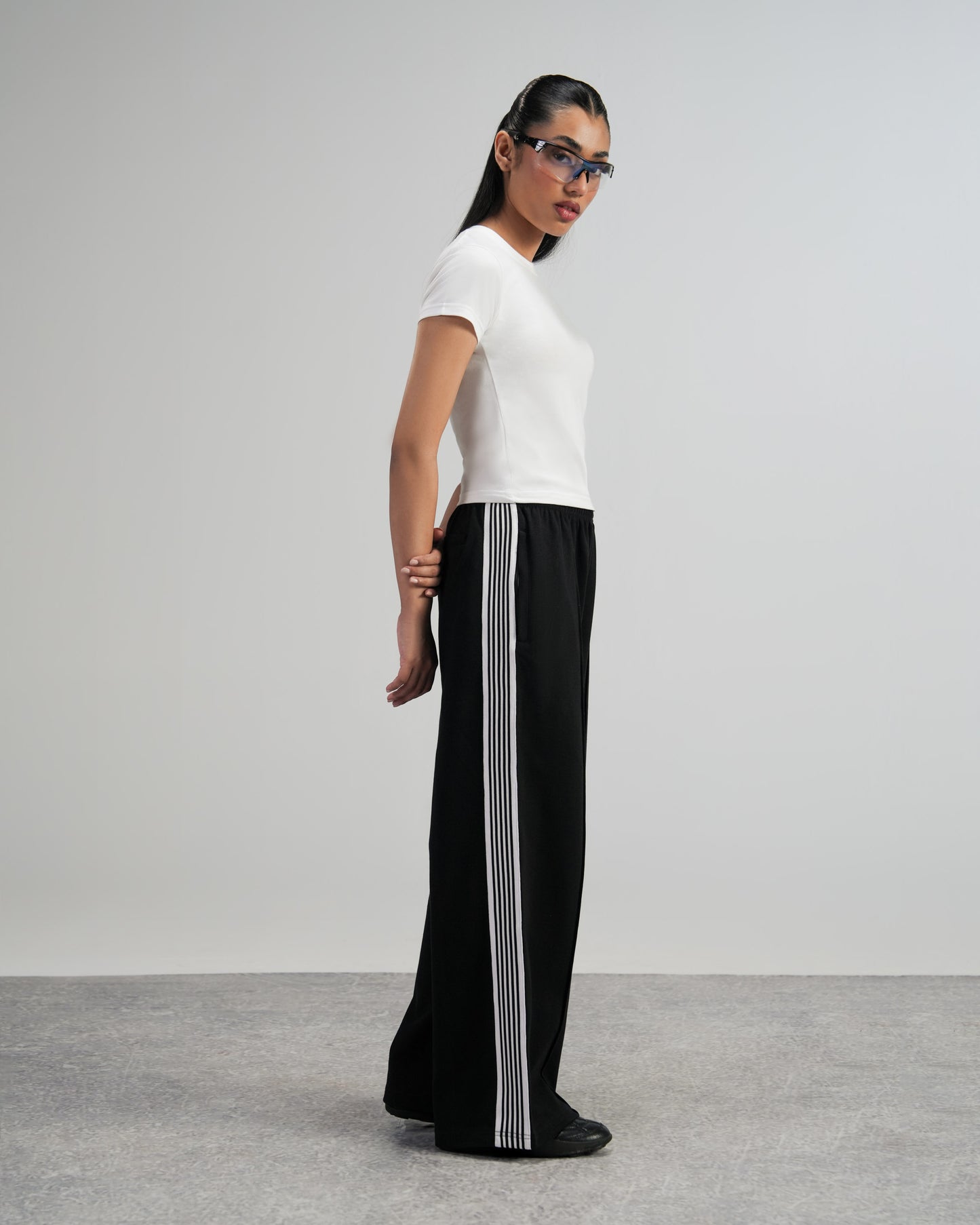 Striped Black Pleated Sweatpants
