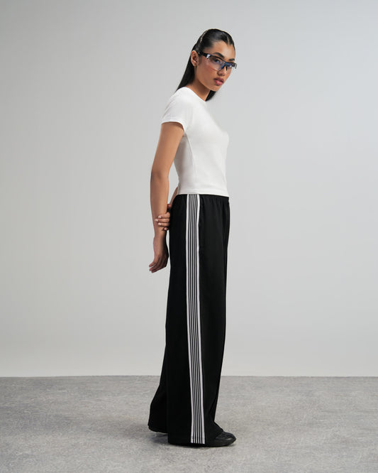 Striped Black Pleated Sweatpants