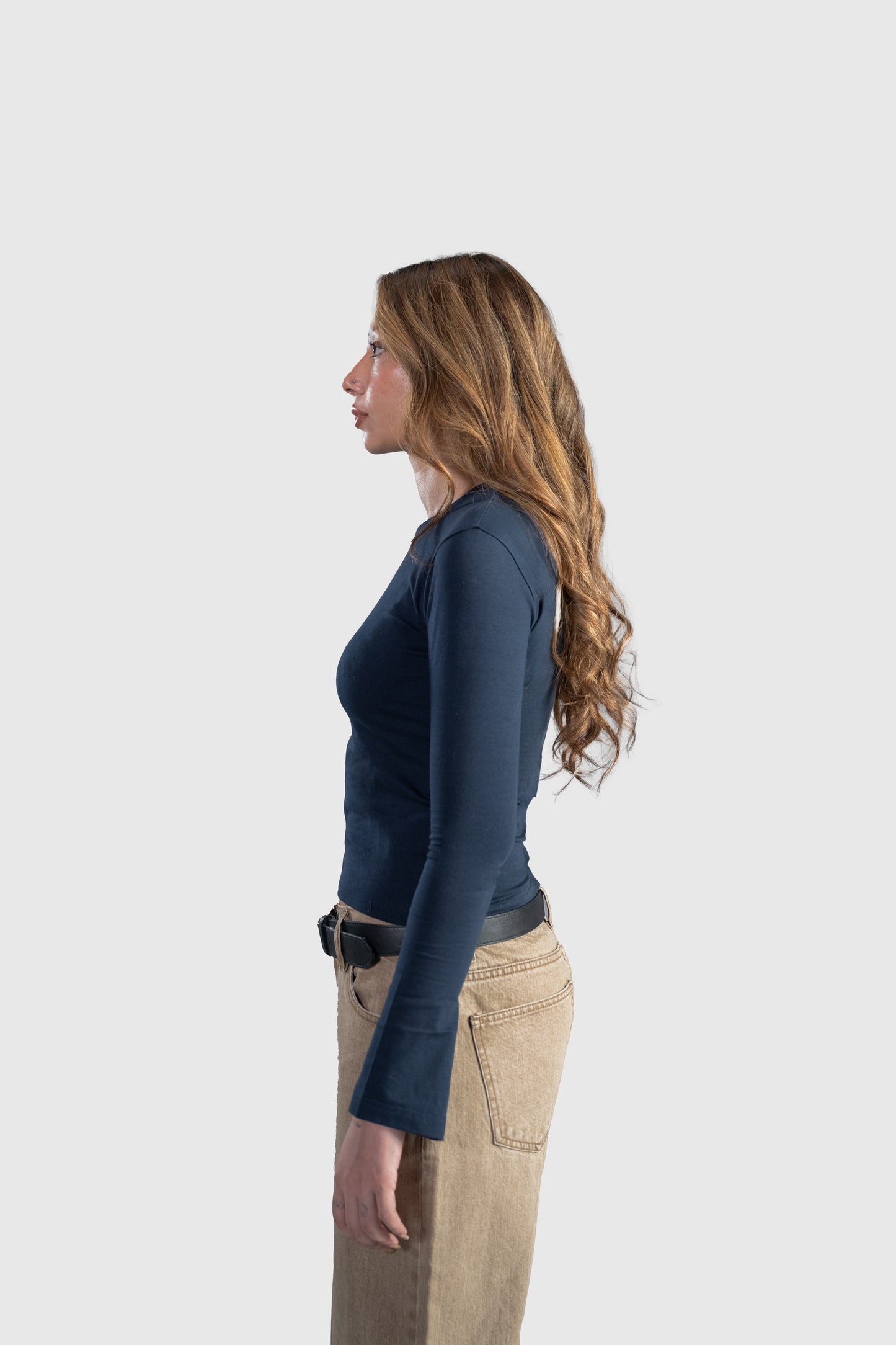 Navy Full Sleeve Baby Tee Women