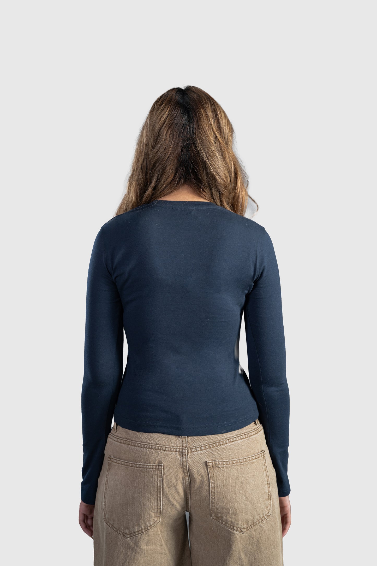 Navy Full Sleeve Baby Tee Women