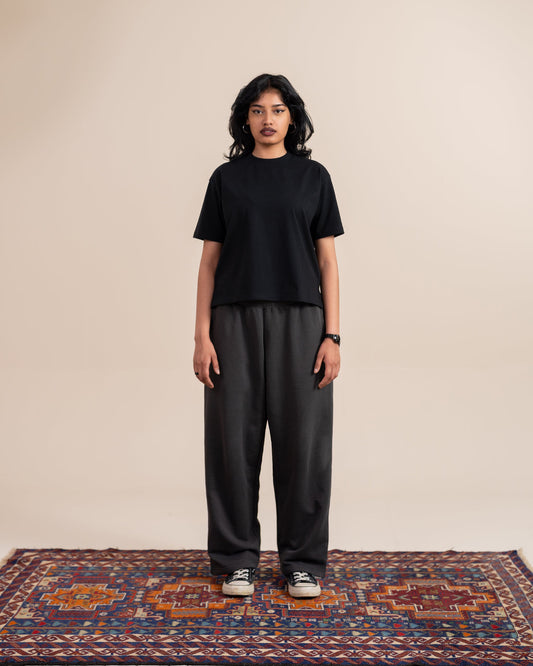 Charcoal Wide Leg Sweatpants
