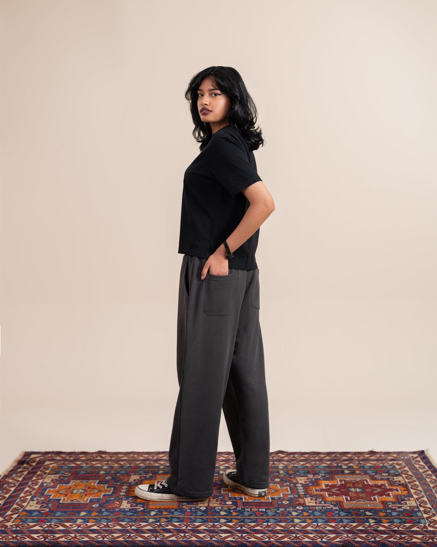 Charcoal Wide Leg Sweatpants