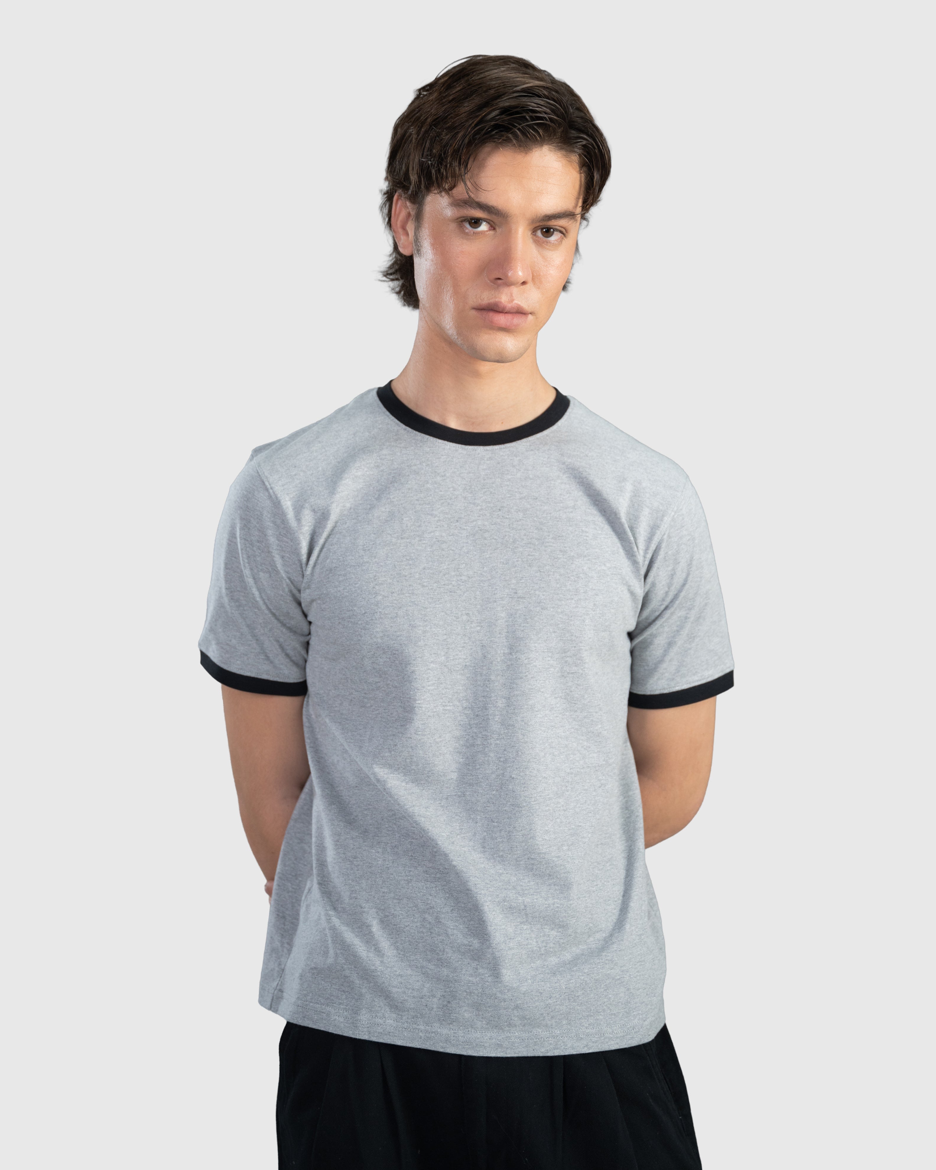 Grey Ringer Tee – Khushposh