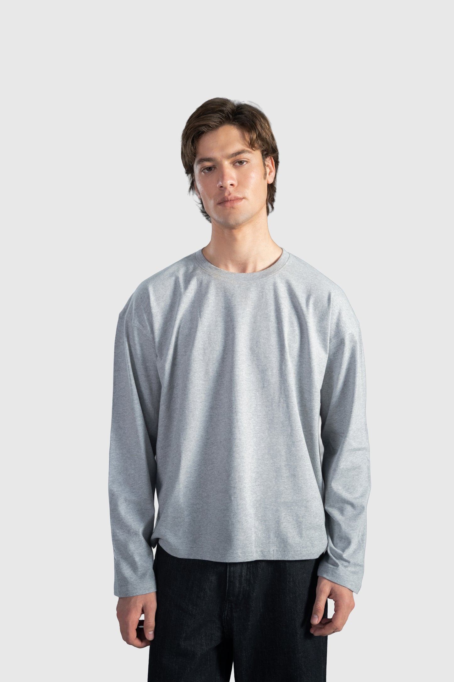 Grey Full Sleeve Boxy Tee
