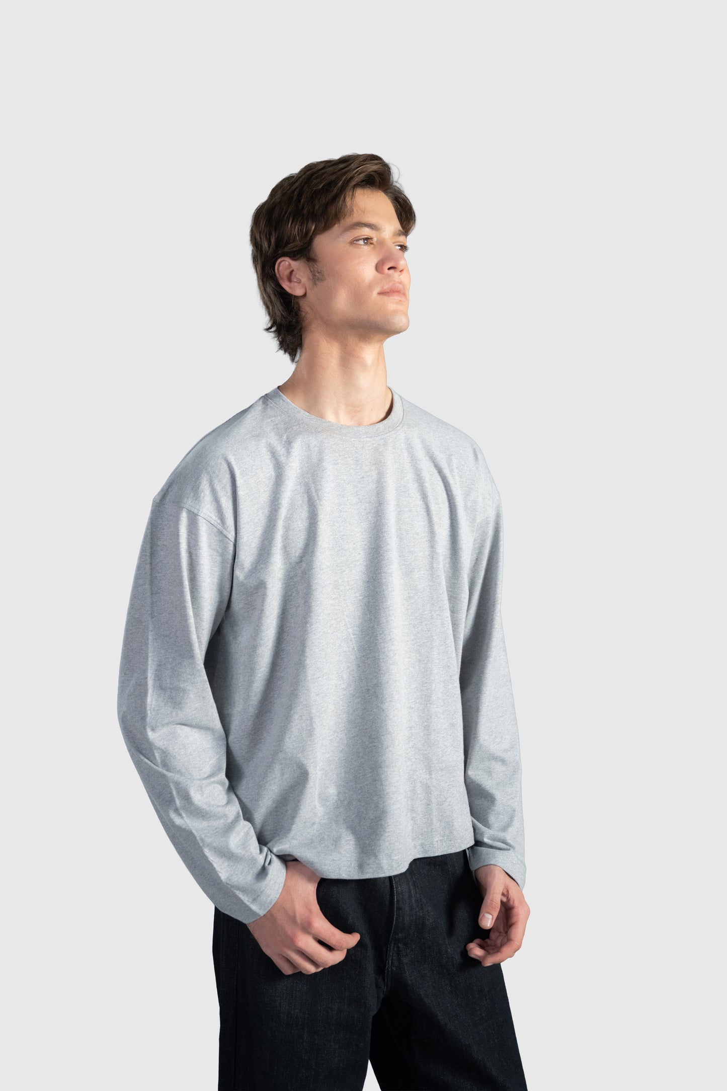 Grey Full Sleeve Boxy Tee