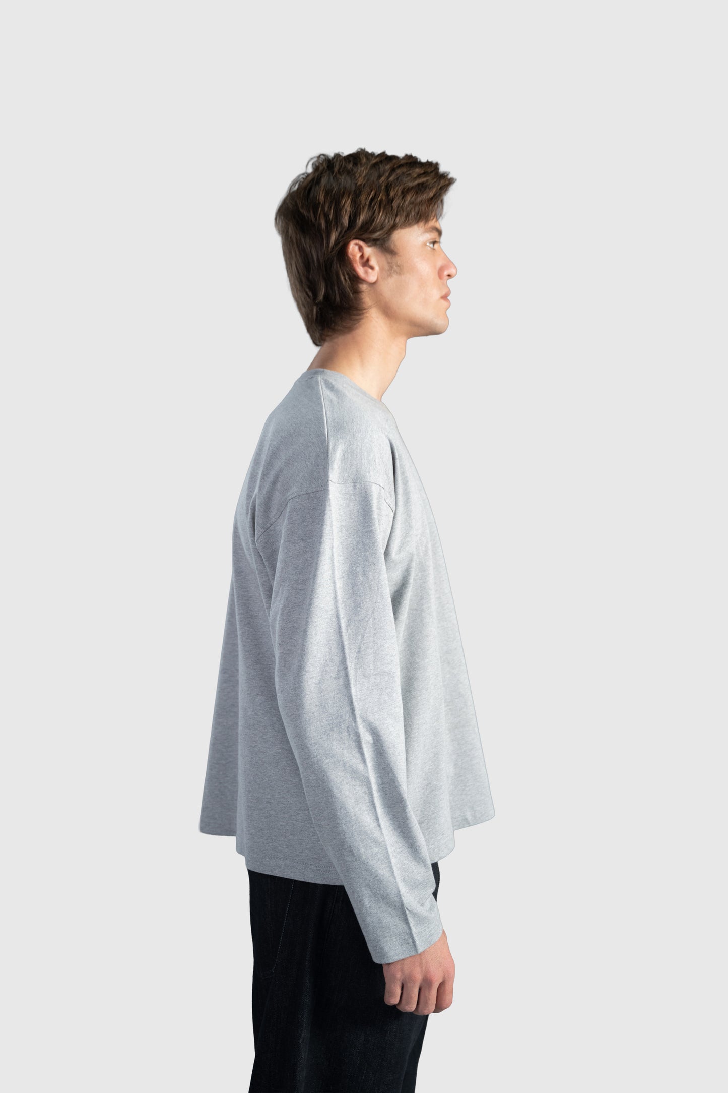 Grey Full Sleeve Boxy Tee