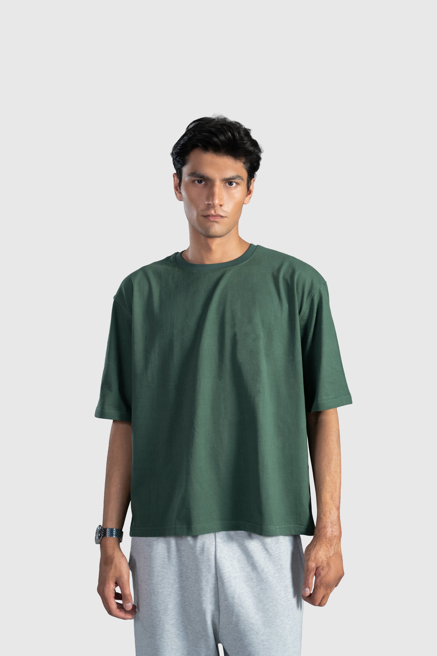 Green Boxy Tee Men