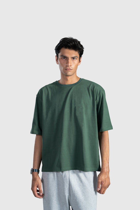 Green Boxy Tee Men