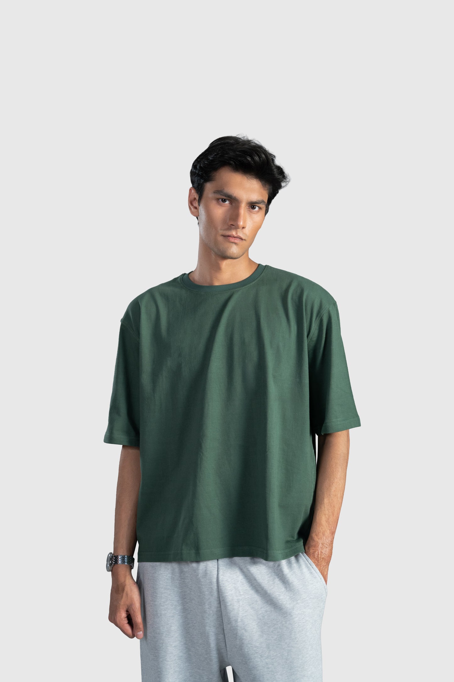 Green Boxy Tee Men