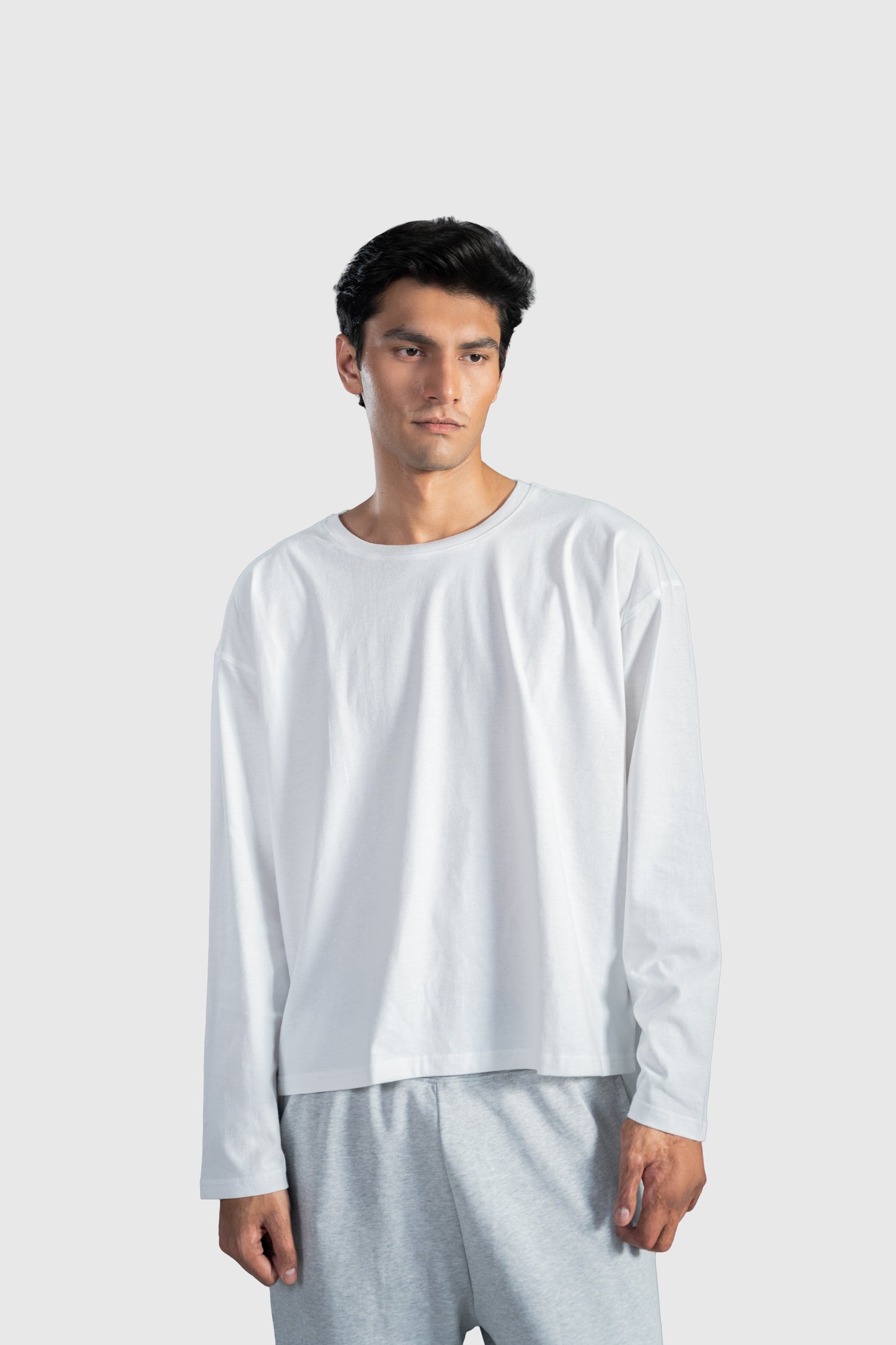White Full Sleeve Boxy Tee