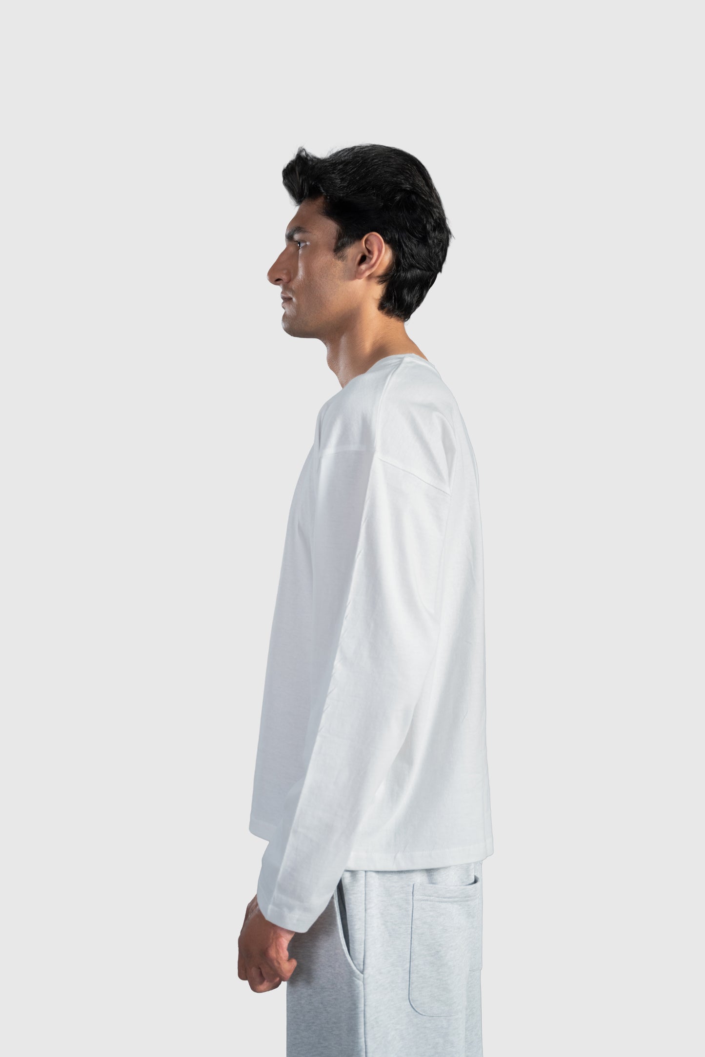 White Full Sleeve Boxy Tee