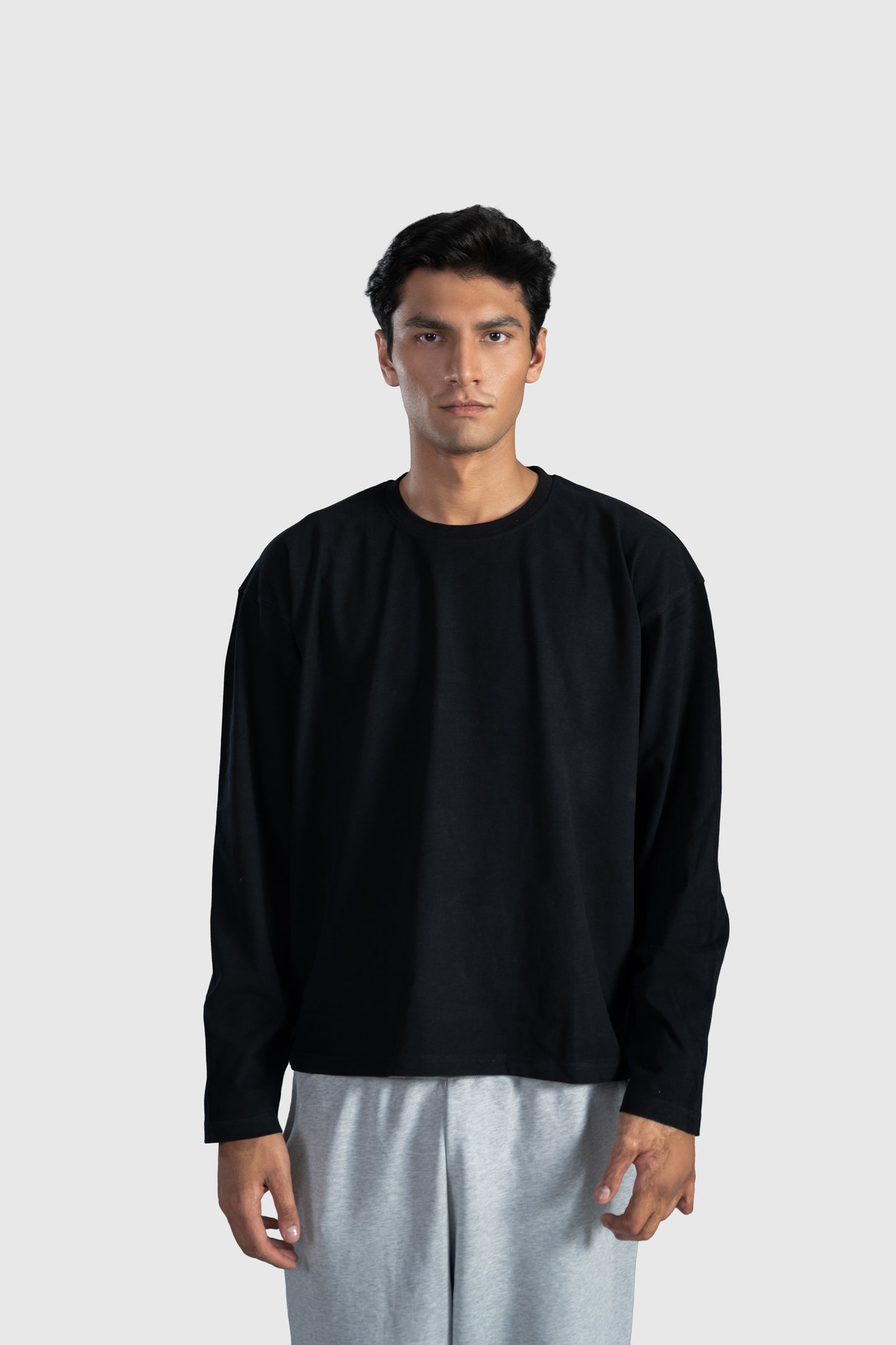 Black Full Sleeve Boxy Tee