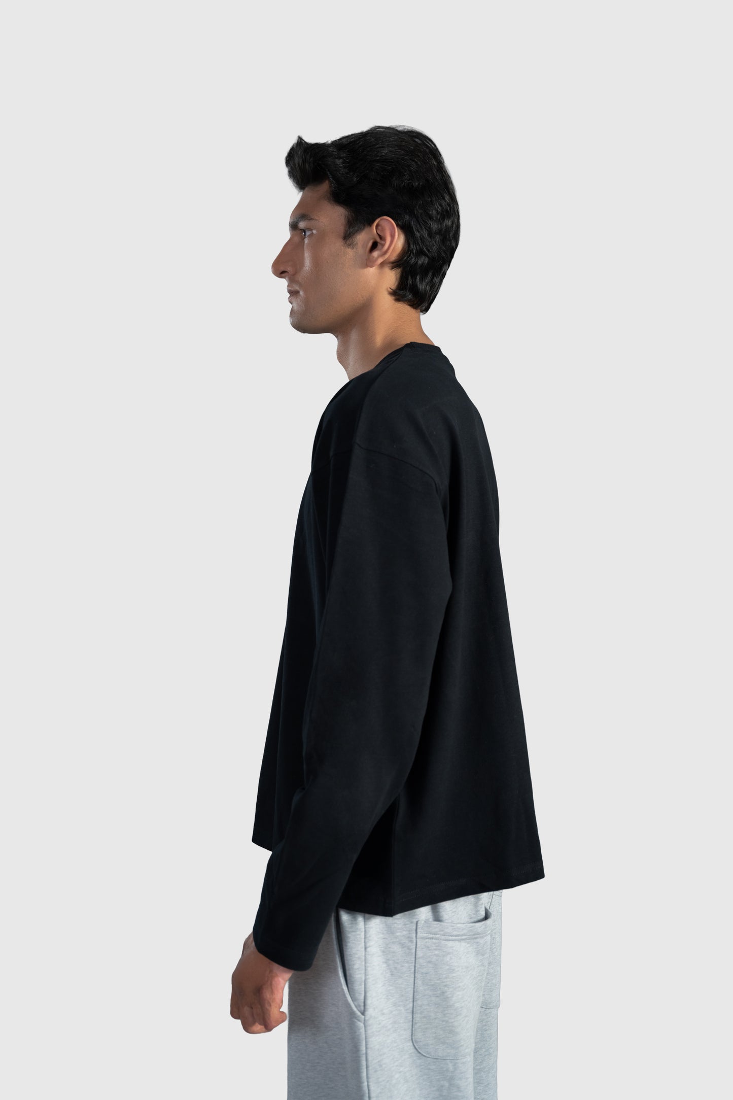 Black Full Sleeve Boxy Tee