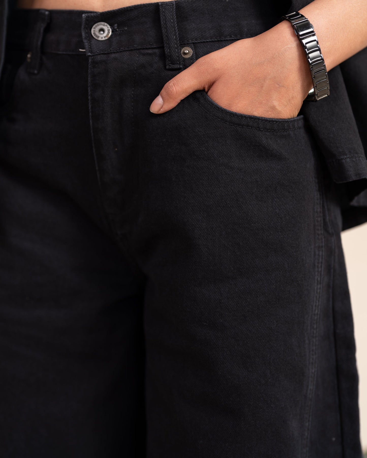 Charcoal Black Barrel Jeans
