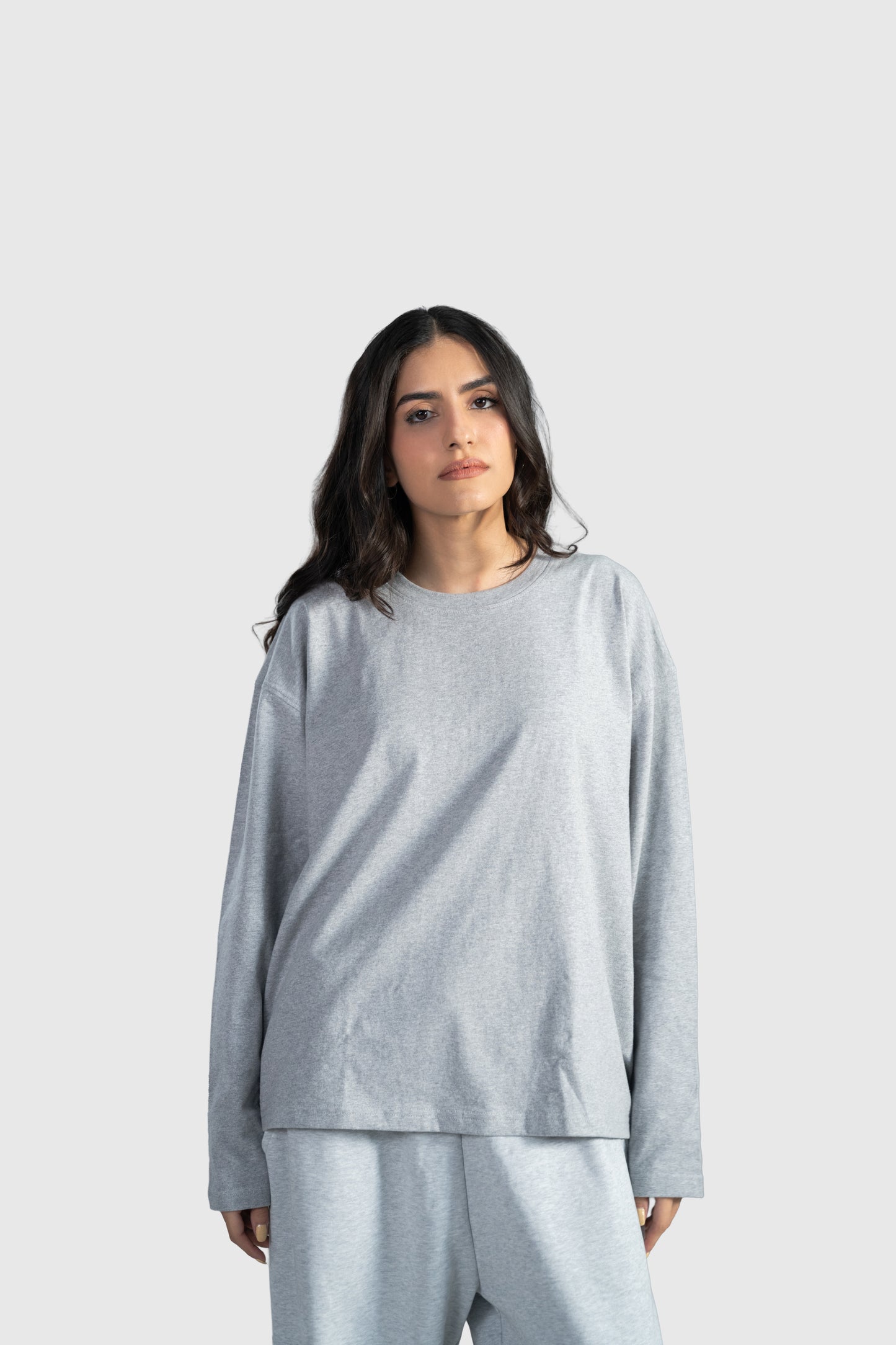 Grey Full Sleeve Boxy Tee