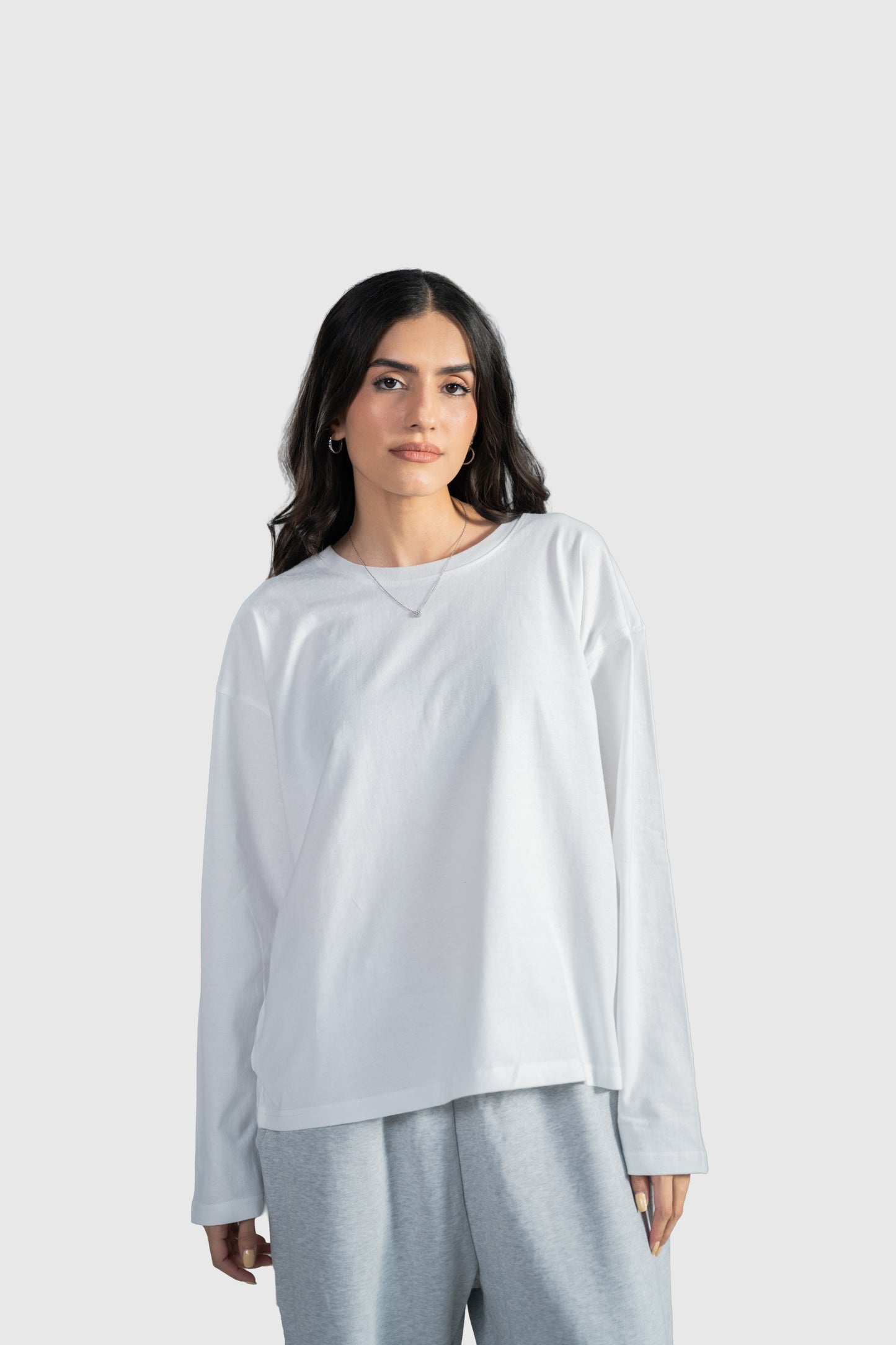 White Full Sleeve Boxy Tee