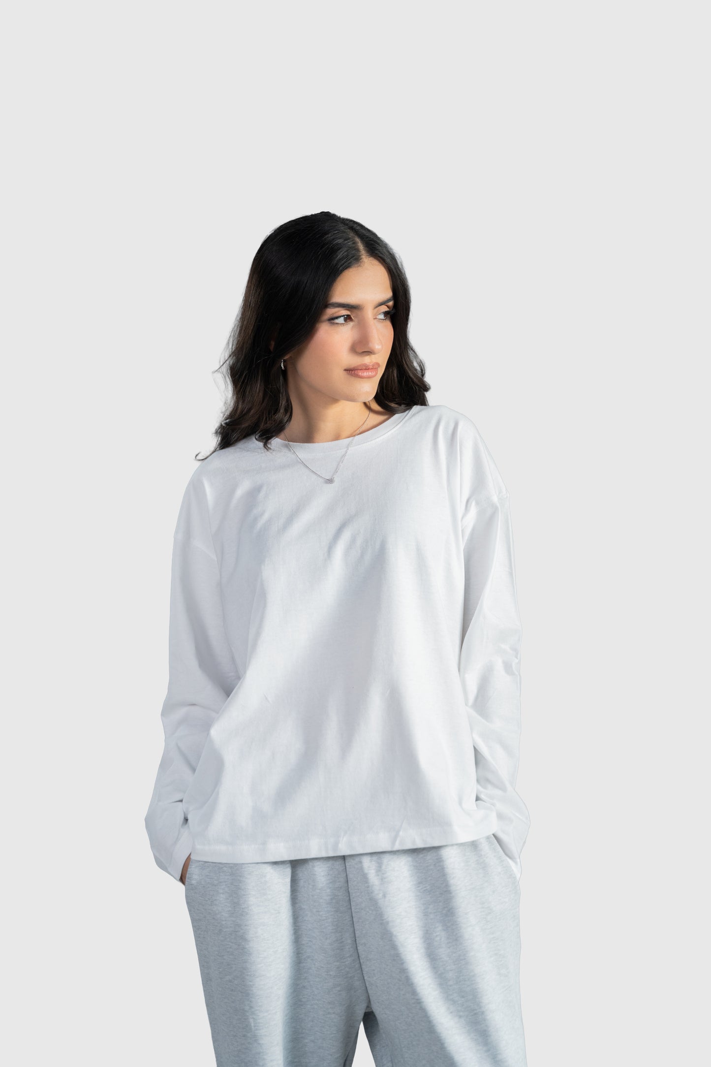 White Full Sleeve Boxy Tee