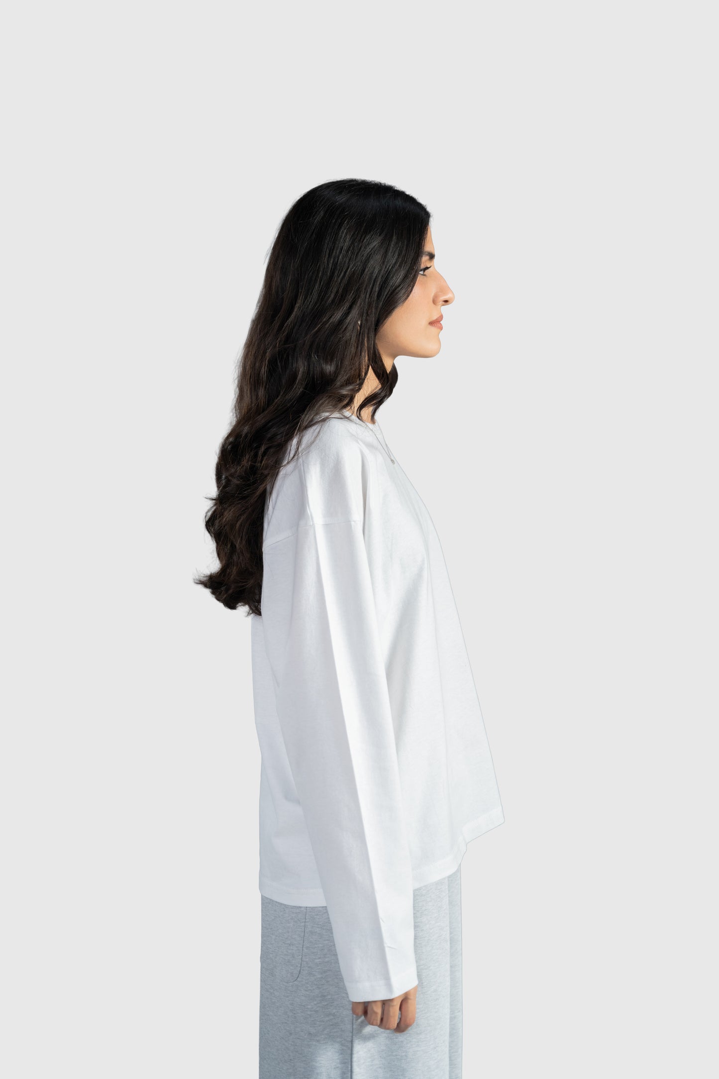 White Full Sleeve Boxy Tee